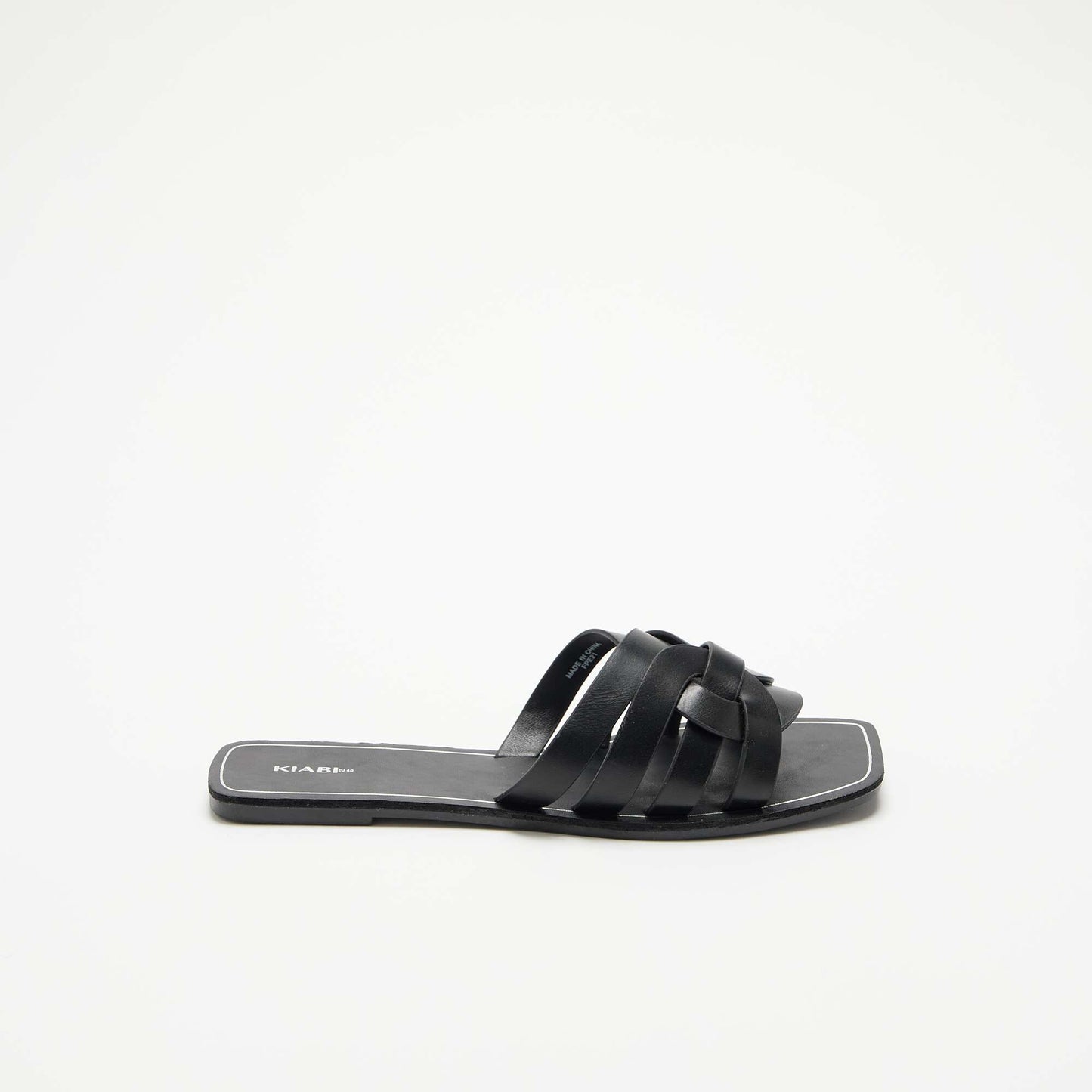 Flat sandals with crossover straps BLACK