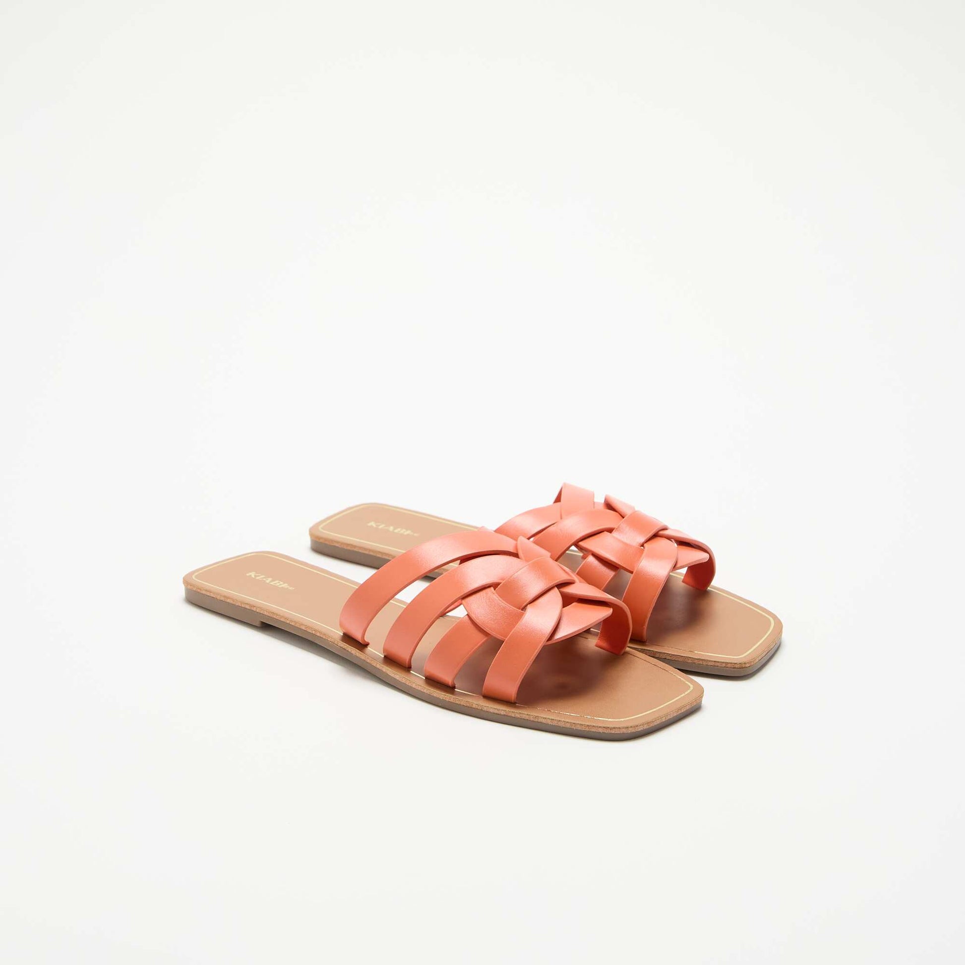 Flat sandals with crossover straps ORANGE