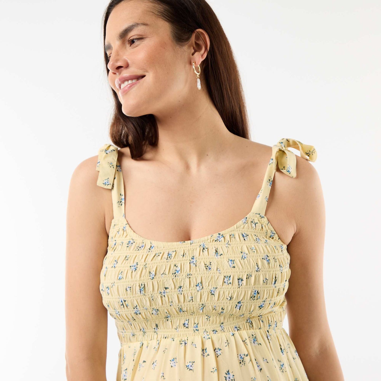 Long smocked maternity dress YELLOW