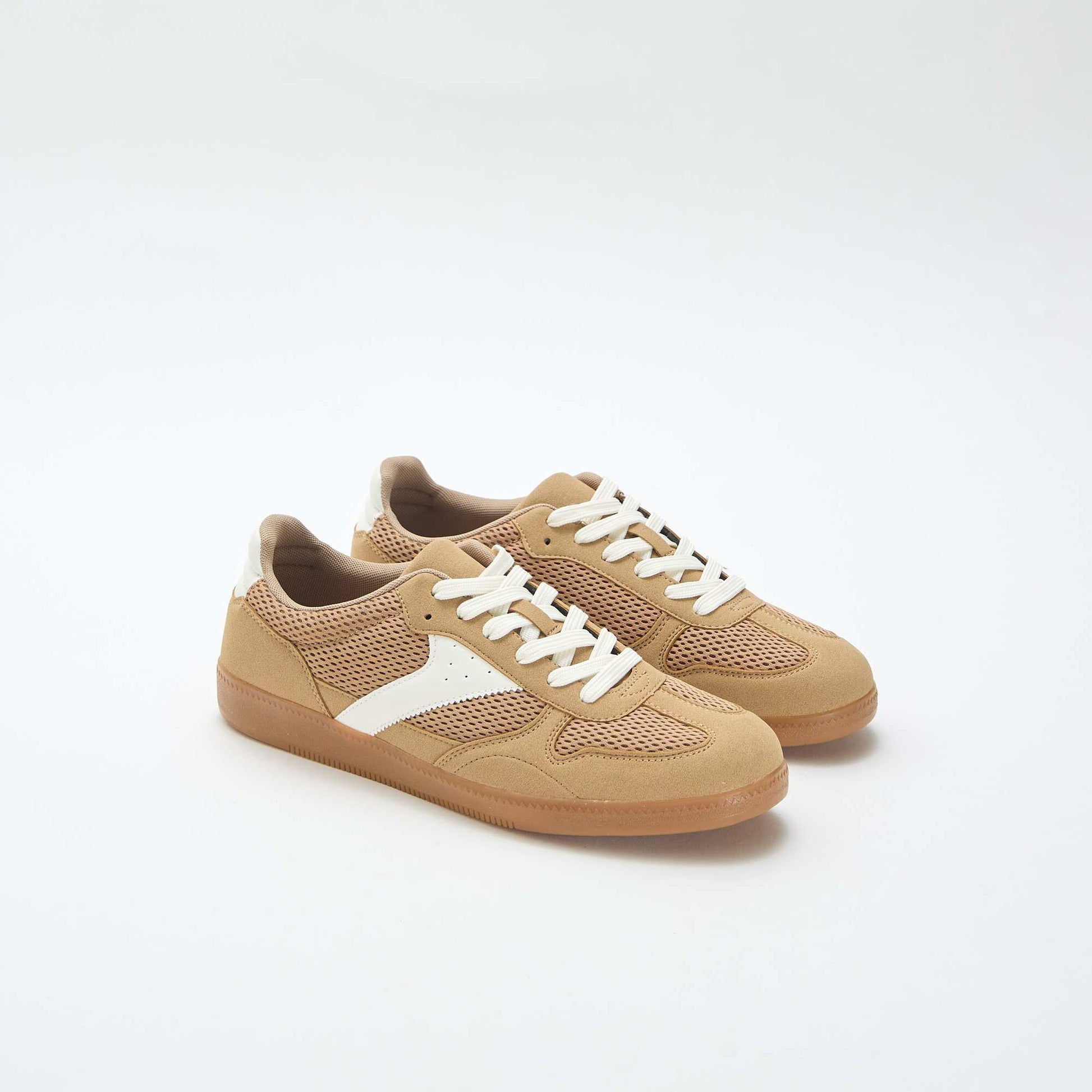 Low-top sneakers with textile details BROWN