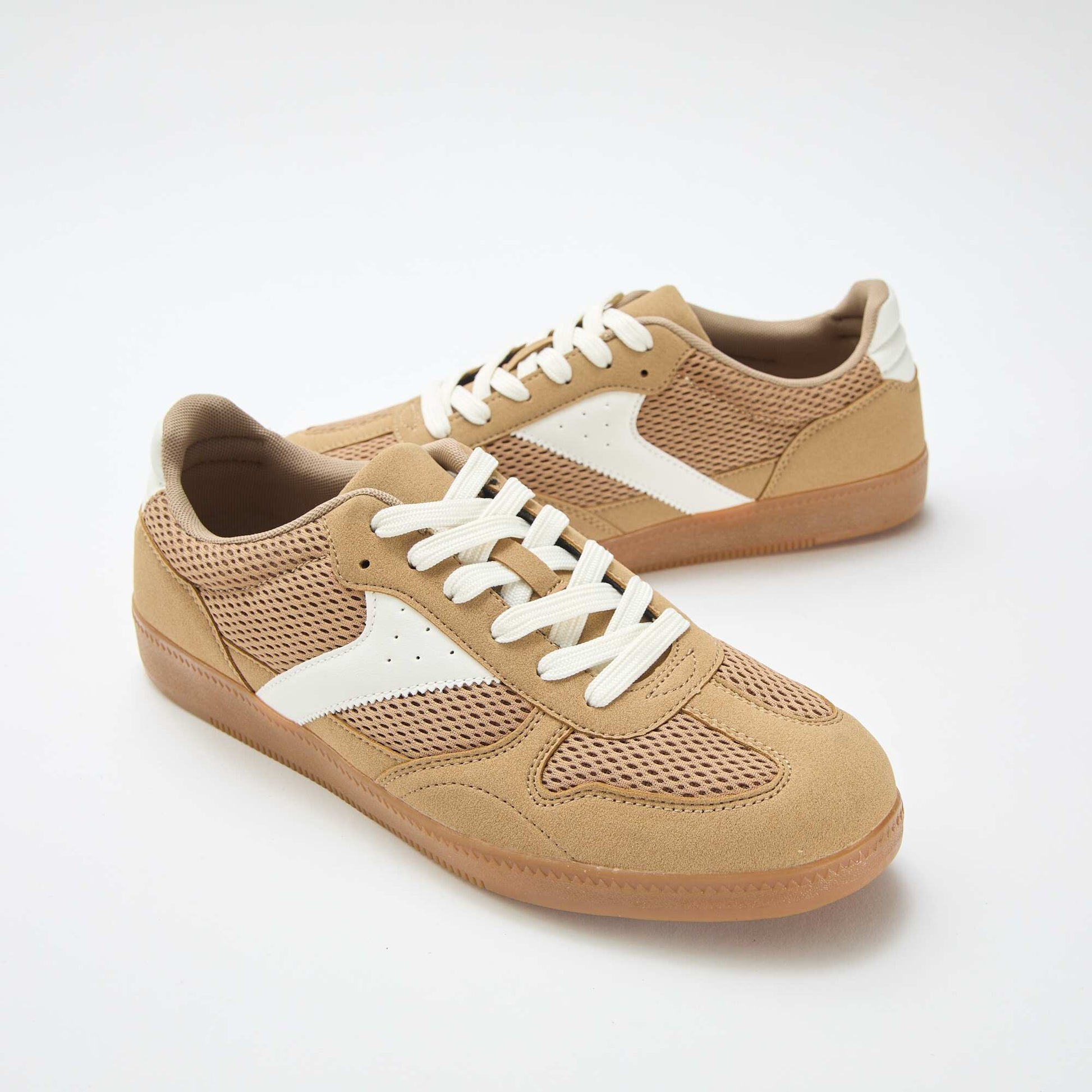 Low-top sneakers with textile details BROWN