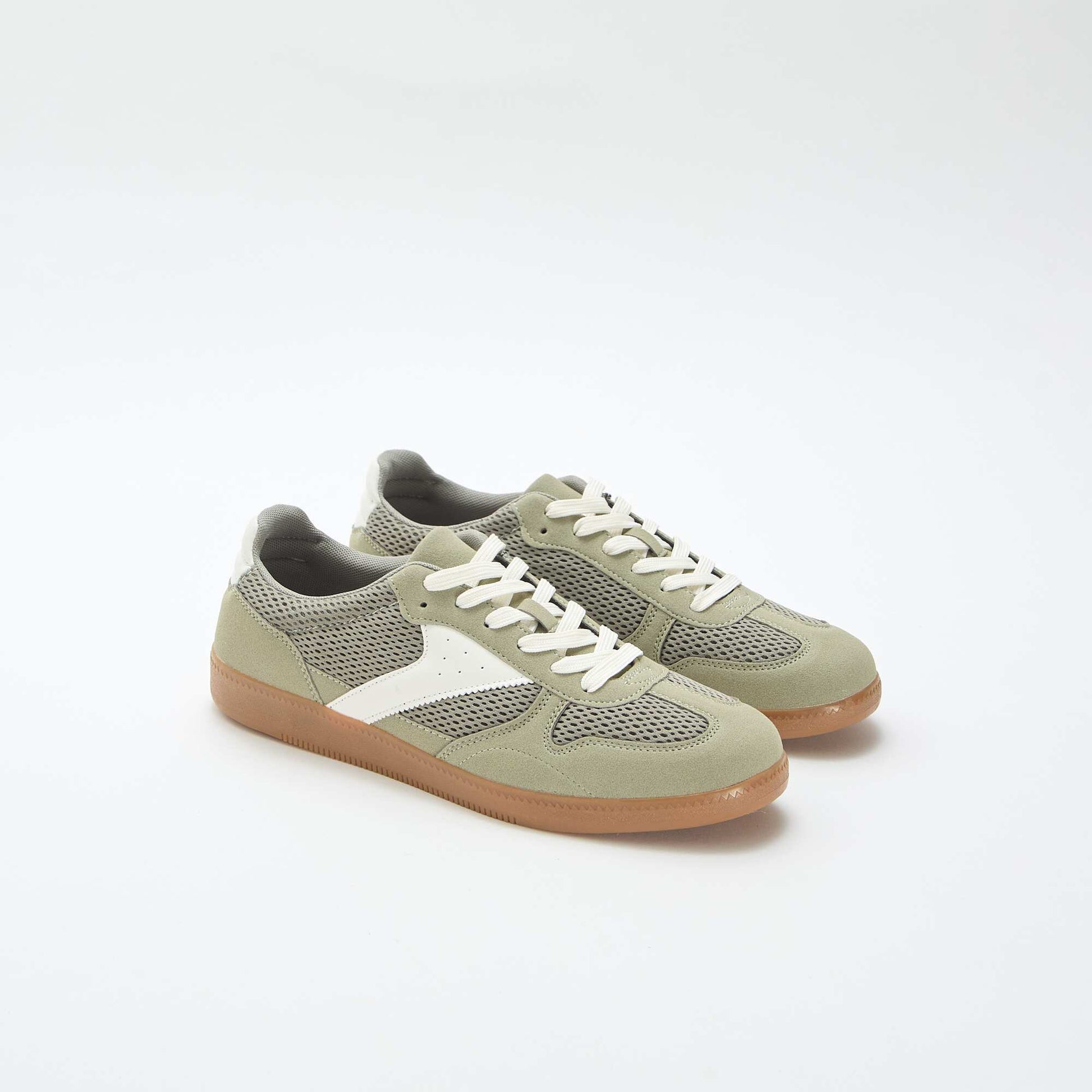 Low-top sneakers with textile details GREEN