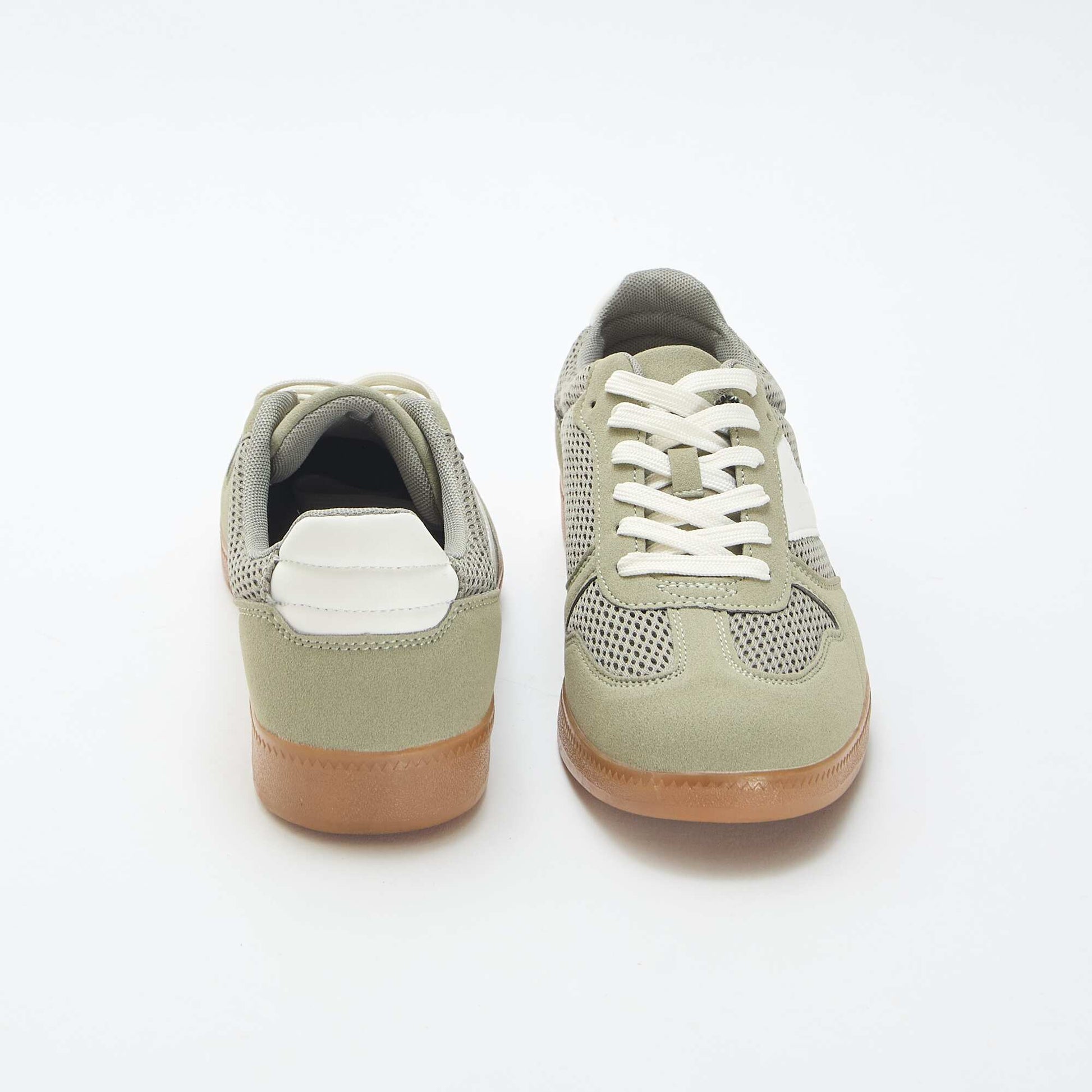 Low-top sneakers with textile details GREEN