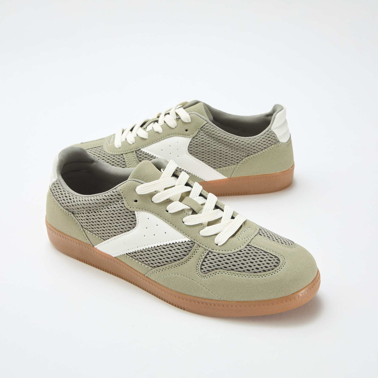 Low-top sneakers with textile details GREEN