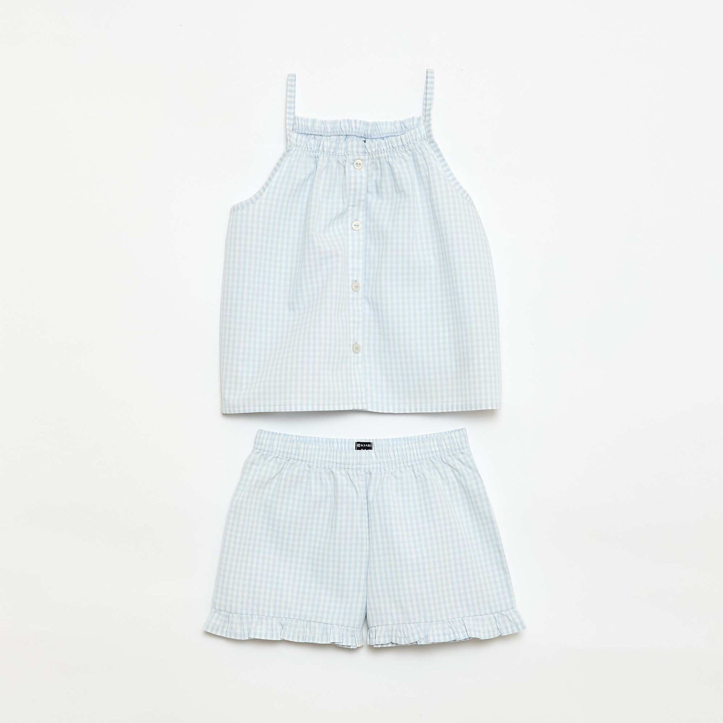 Gingham Print Short Pajama Set - 2 pieces WHITE
