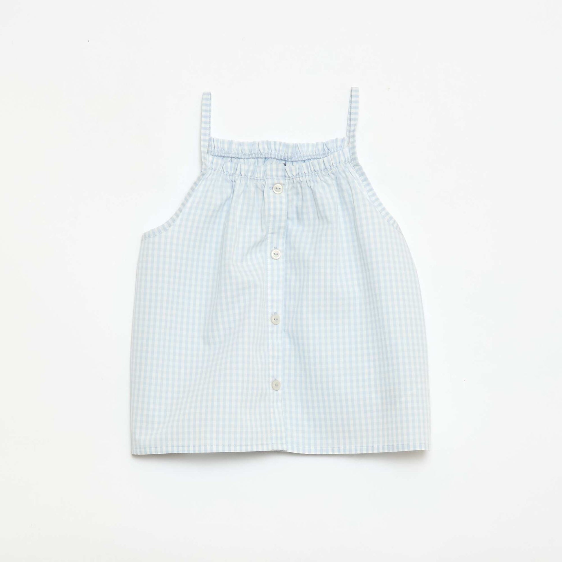 Gingham Print Short Pajama Set - 2 pieces WHITE