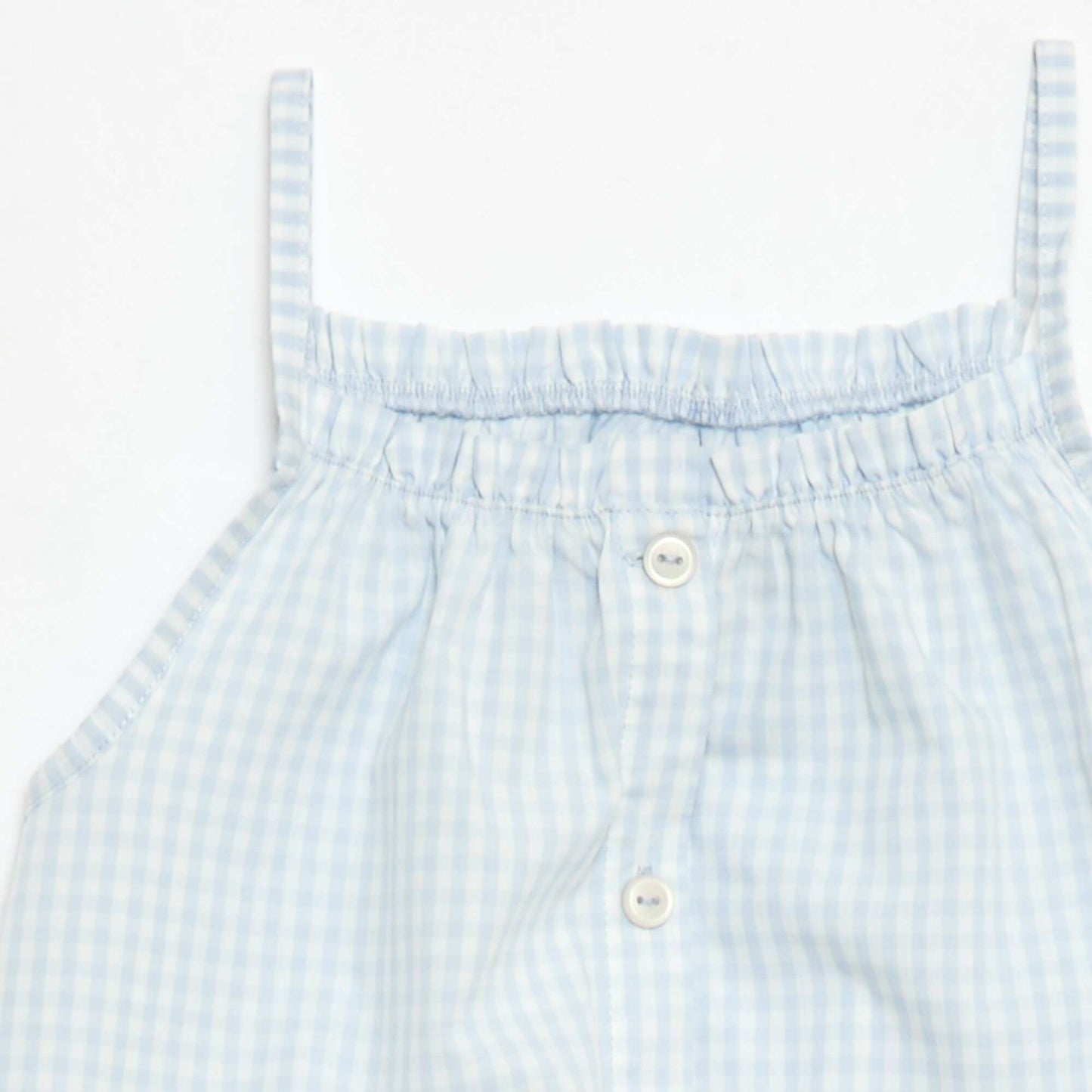 Gingham Print Short Pajama Set - 2 pieces WHITE