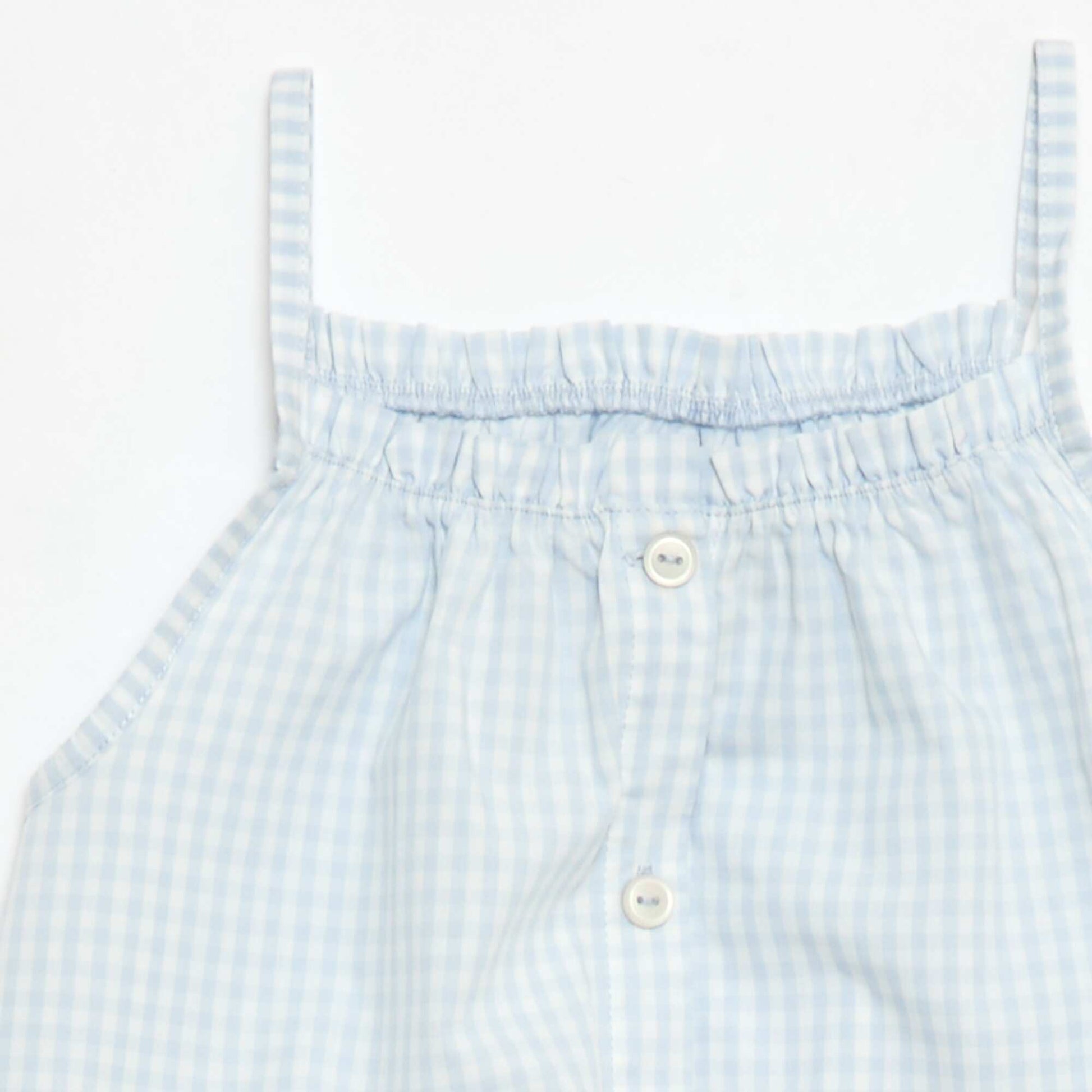 Gingham Print Short Pajama Set - 2 pieces WHITE