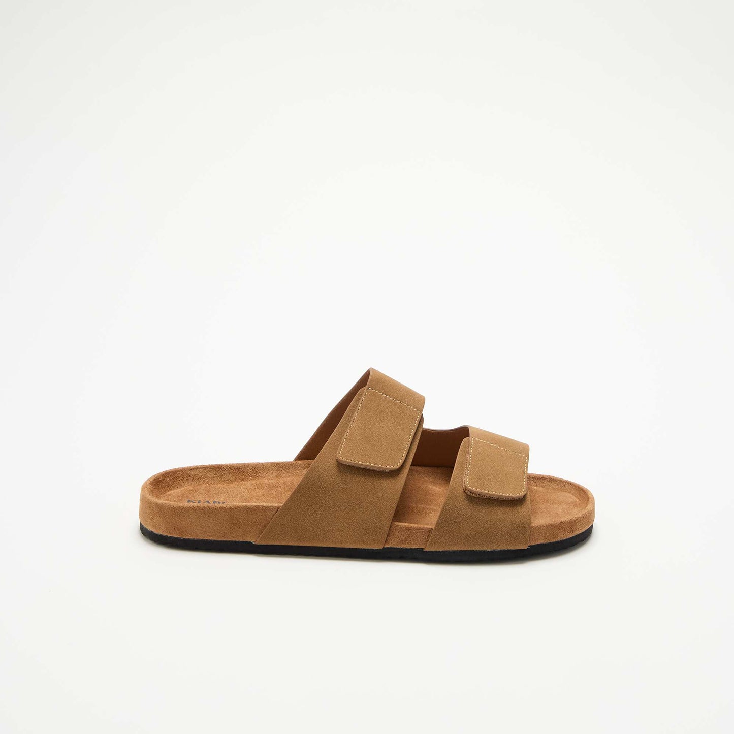 Suedette Mules with Hook-and-Loop Straps BROWN