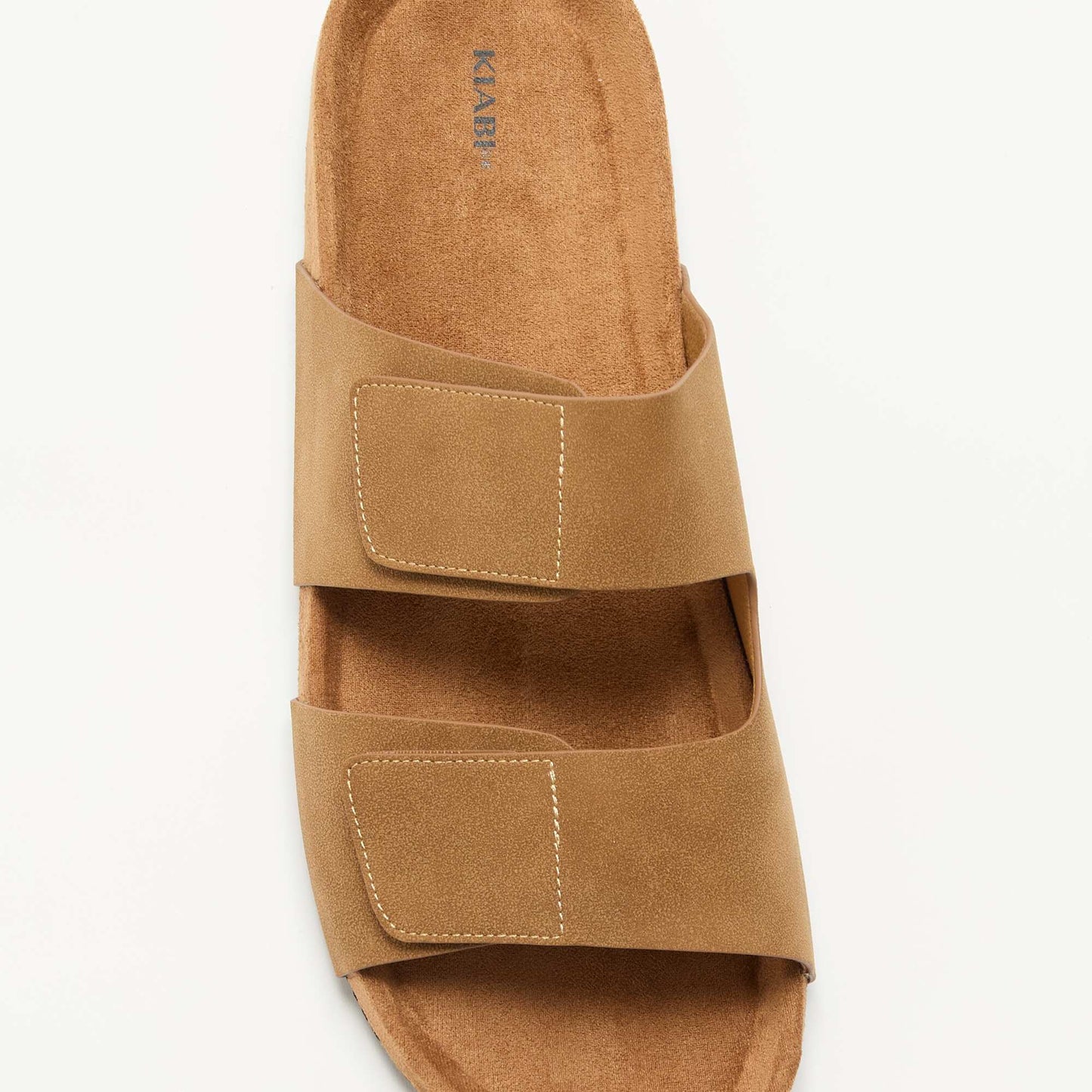 Suedette Mules with Hook-and-Loop Straps BROWN