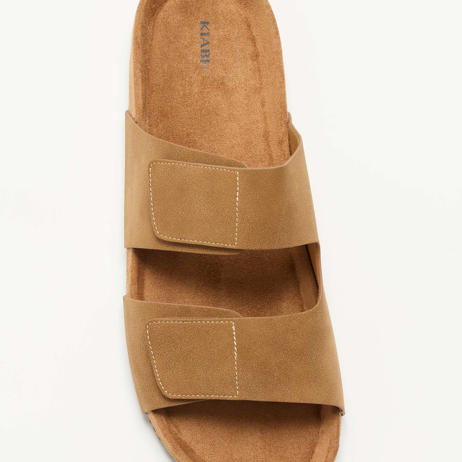 Suedette Mules with Hook-and-Loop Straps BROWN
