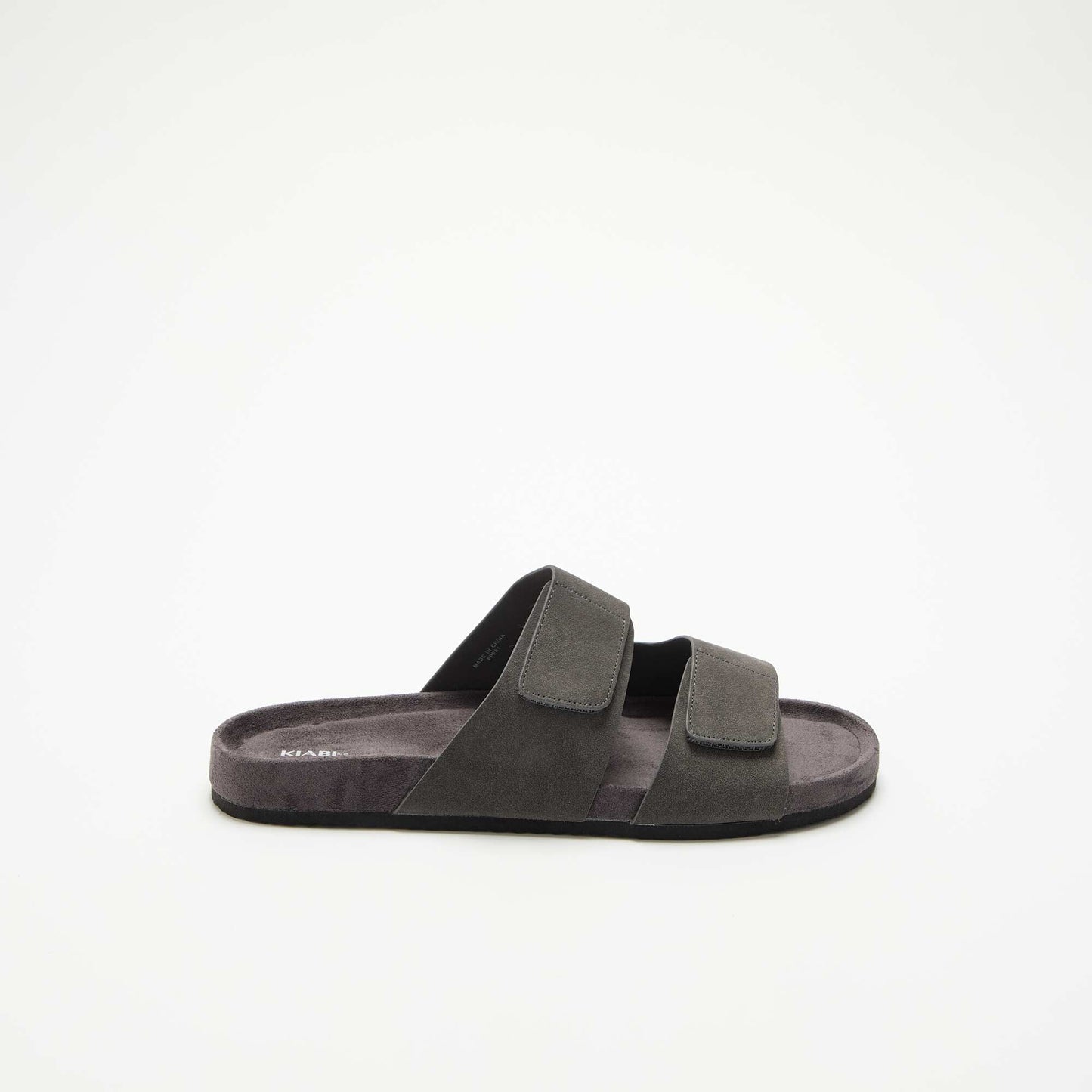 Suedette Mules with Hook-and-Loop Straps GREY