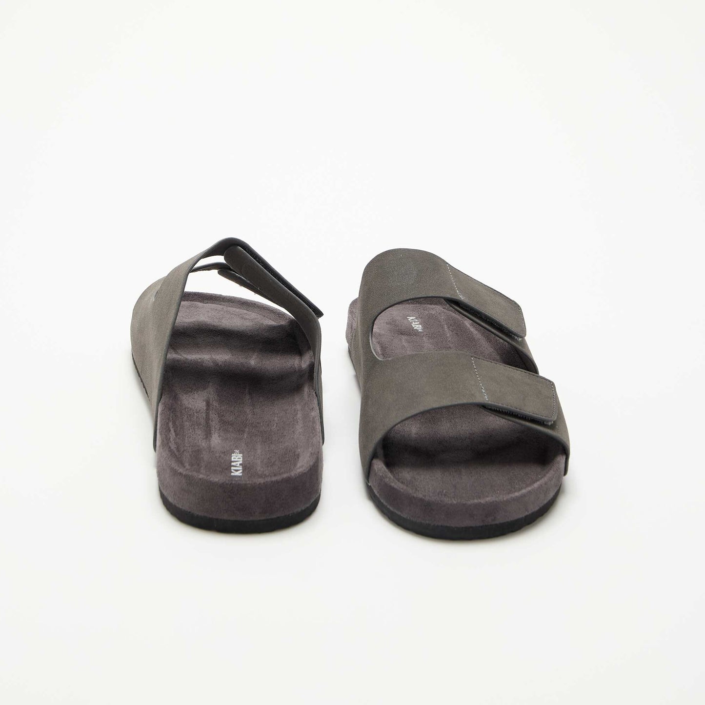 Suedette Mules with Hook-and-Loop Straps GREY