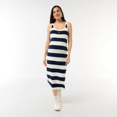 Ribbed Maternity Tank Dress BLUE