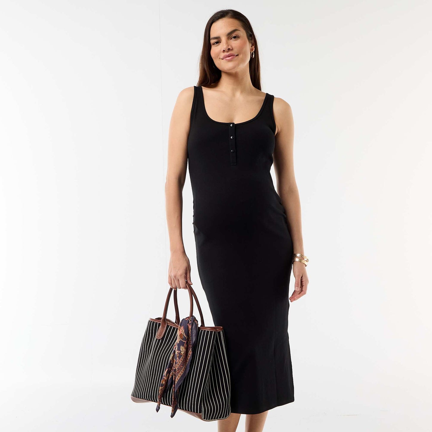 Ribbed Maternity Tank Dress BLACK