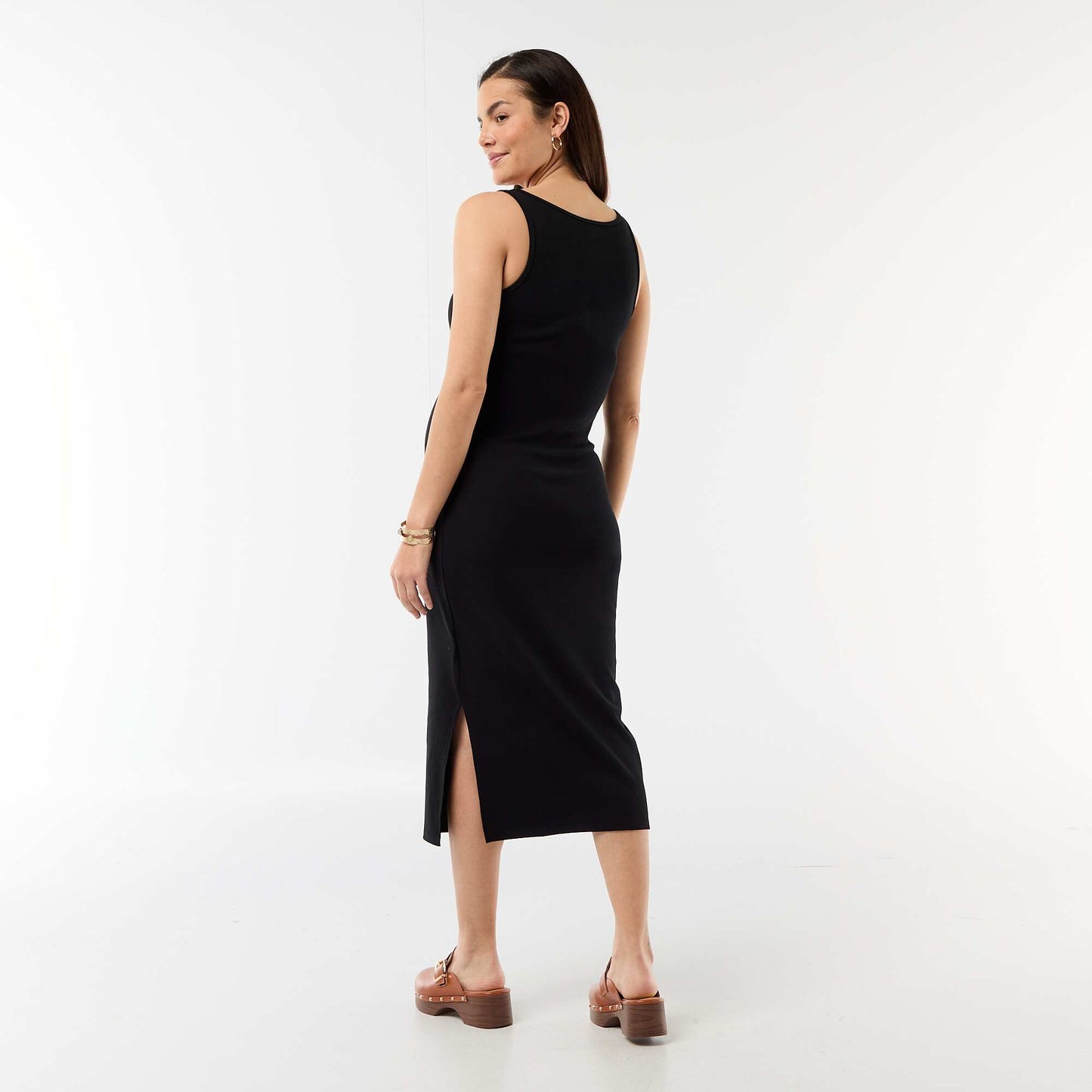 Ribbed Maternity Tank Dress BLACK