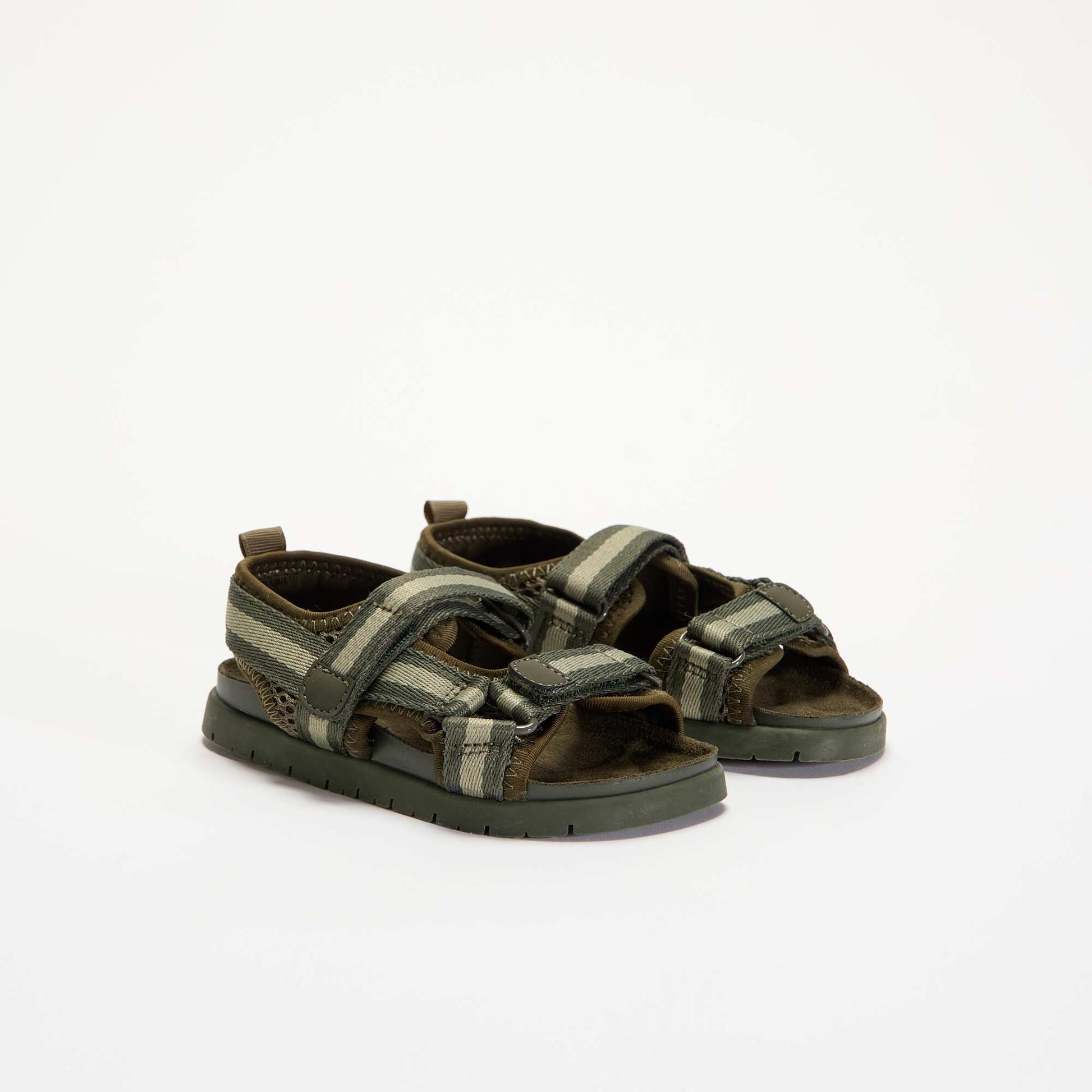 Double strap sandals with hook-and-loop fastening KHAKI