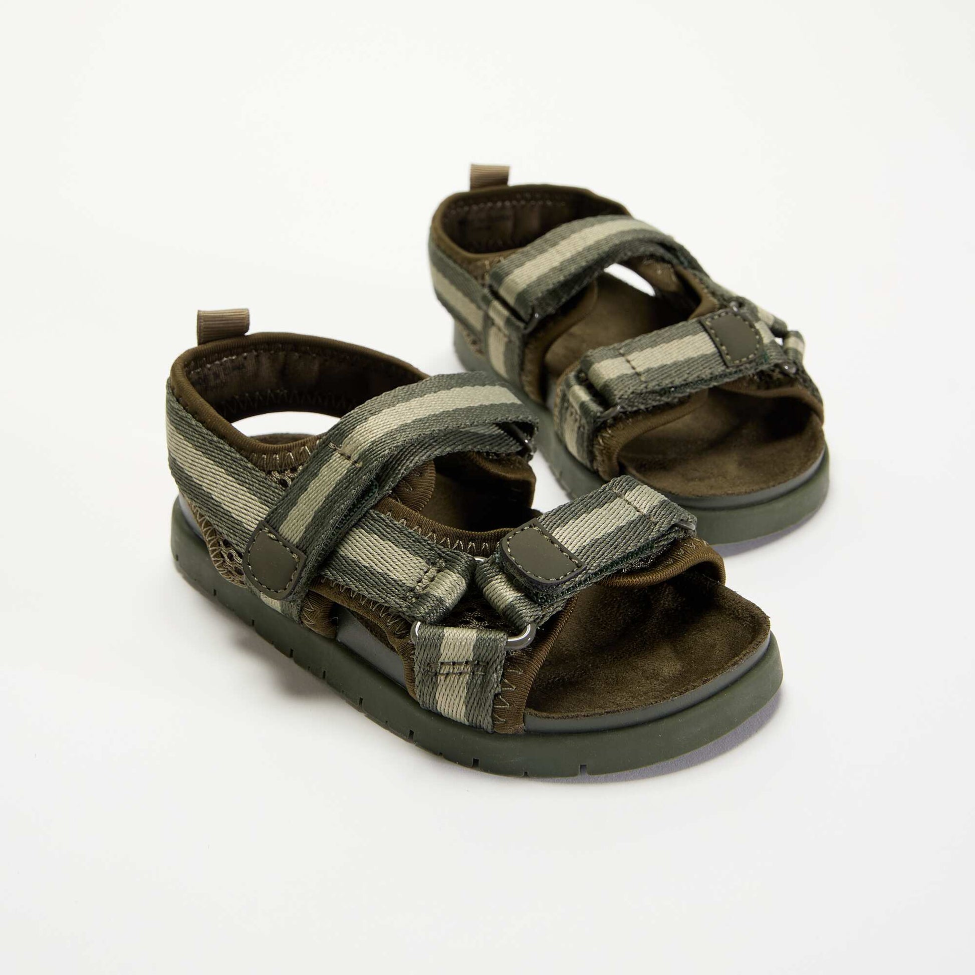 Double strap sandals with hook-and-loop fastening KHAKI