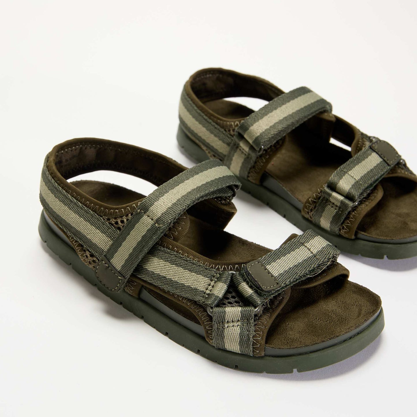 Double strap sandals with hook-and-loop fastening KHAKI