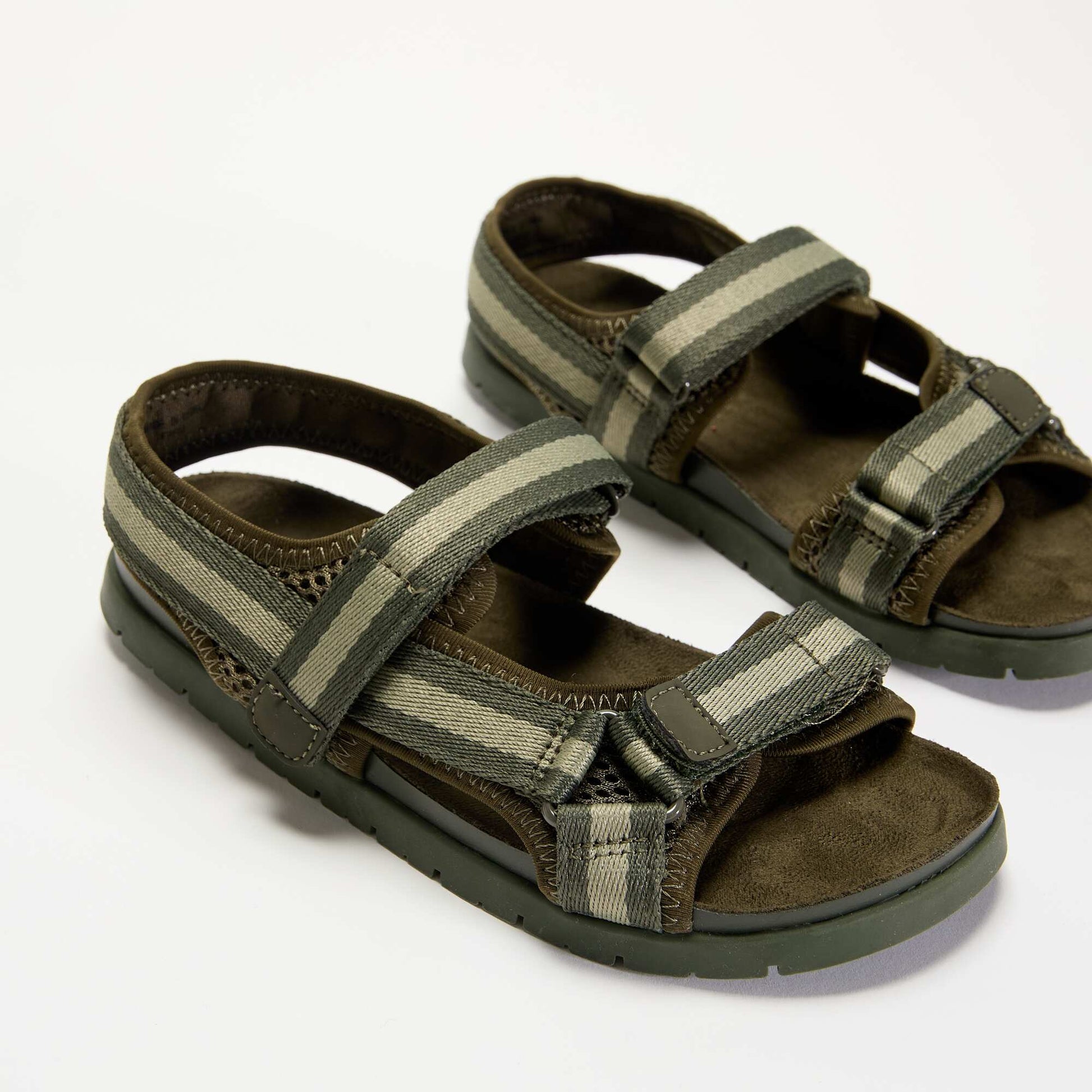 Double strap sandals with hook-and-loop fastening KHAKI