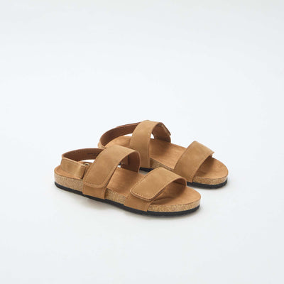 Double-strap sandals with hook-and-loop fastening BROWN