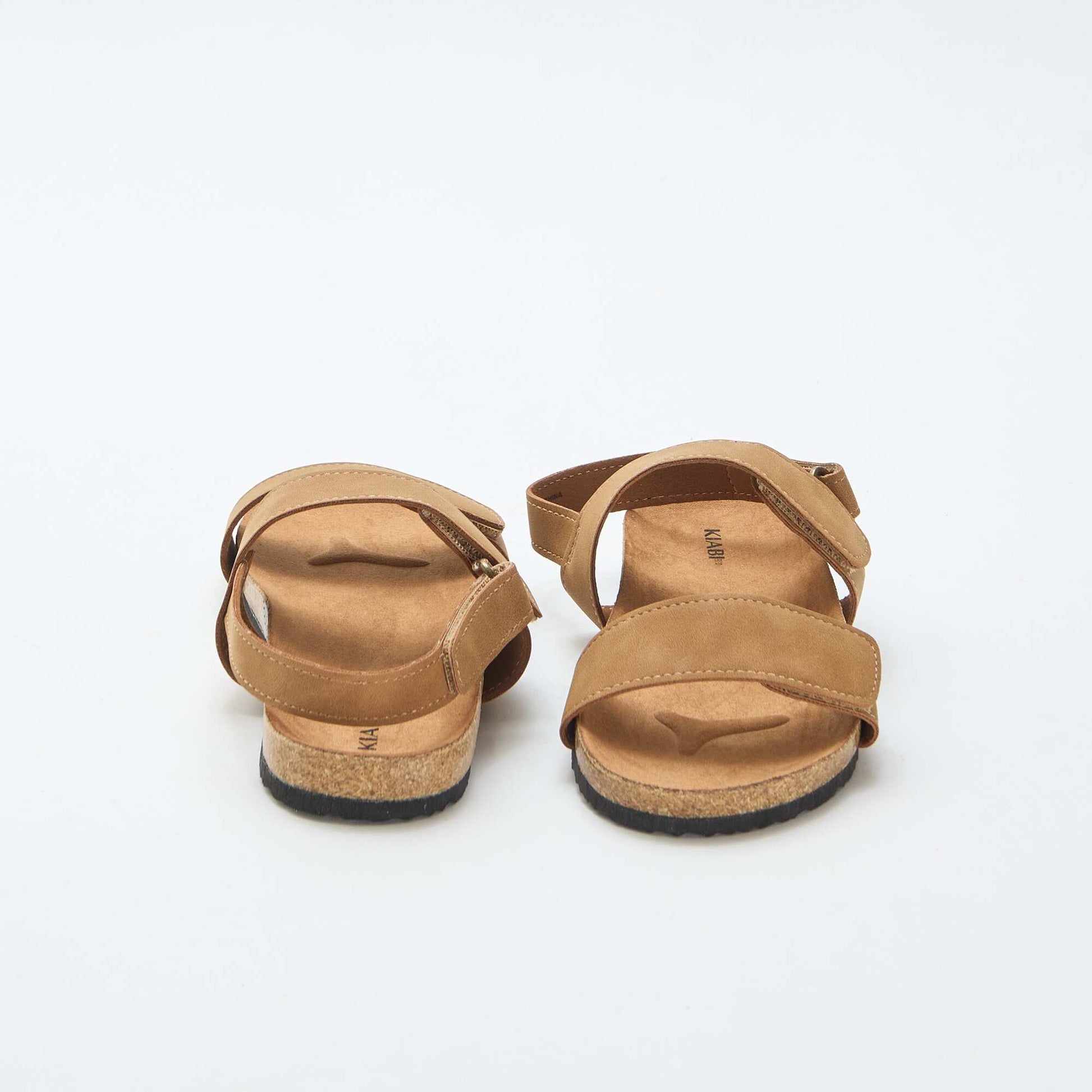 Double-strap sandals with hook-and-loop fastening BROWN