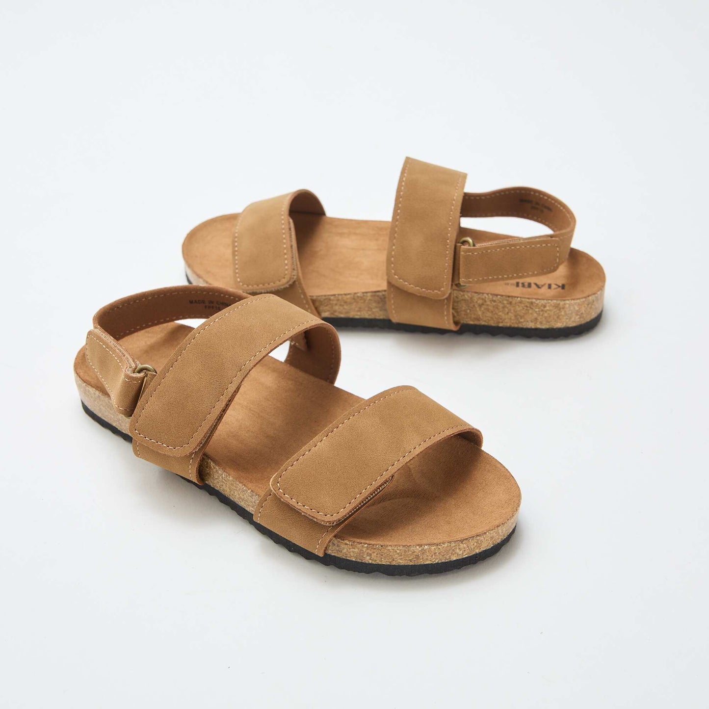 Double-strap sandals with hook-and-loop fastening BROWN