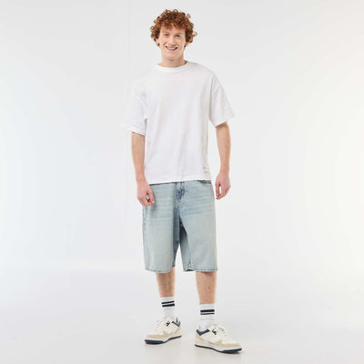 Baggy Denim Bermuda Shorts in Cotton BLUE
