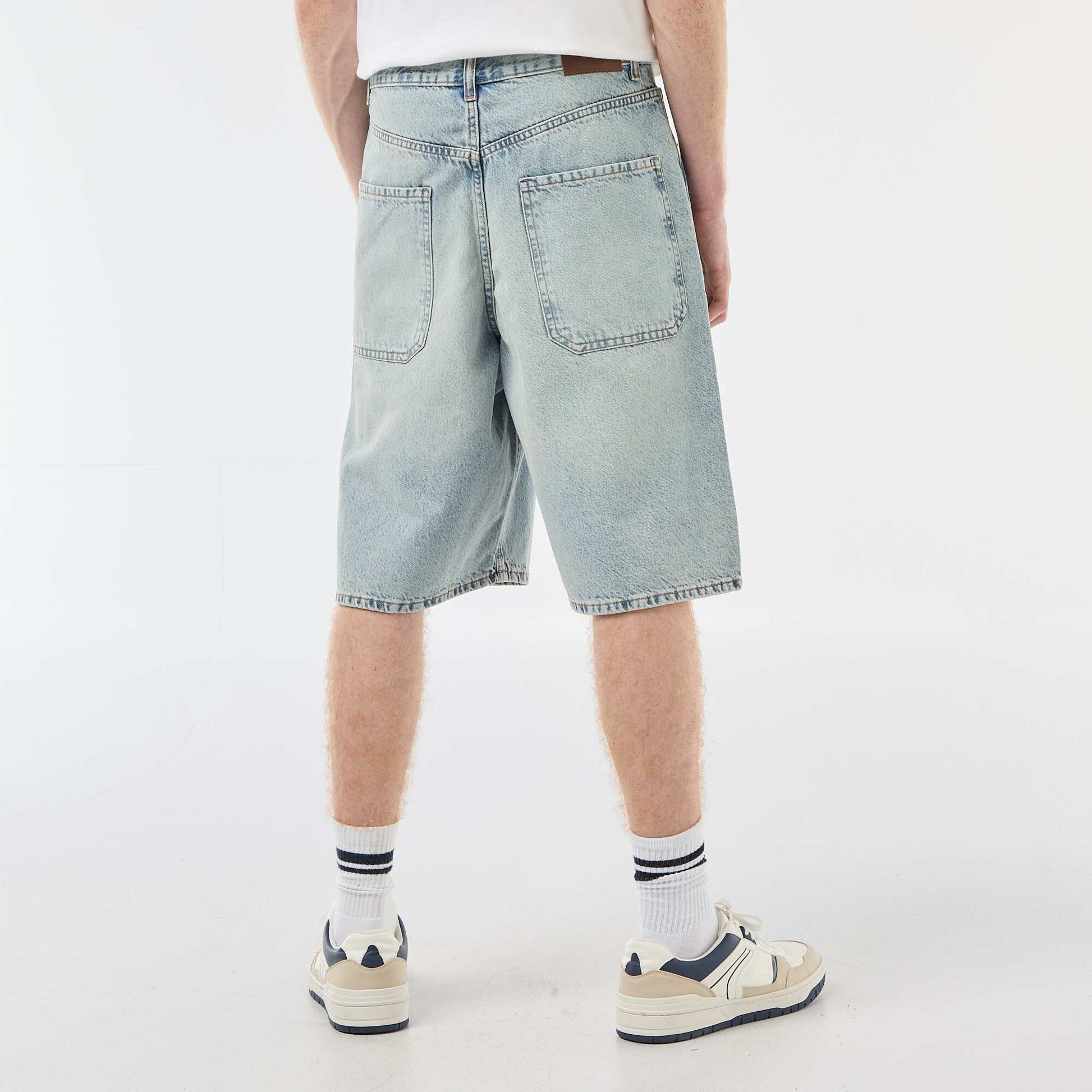 Baggy Denim Bermuda Shorts in Cotton BLUE