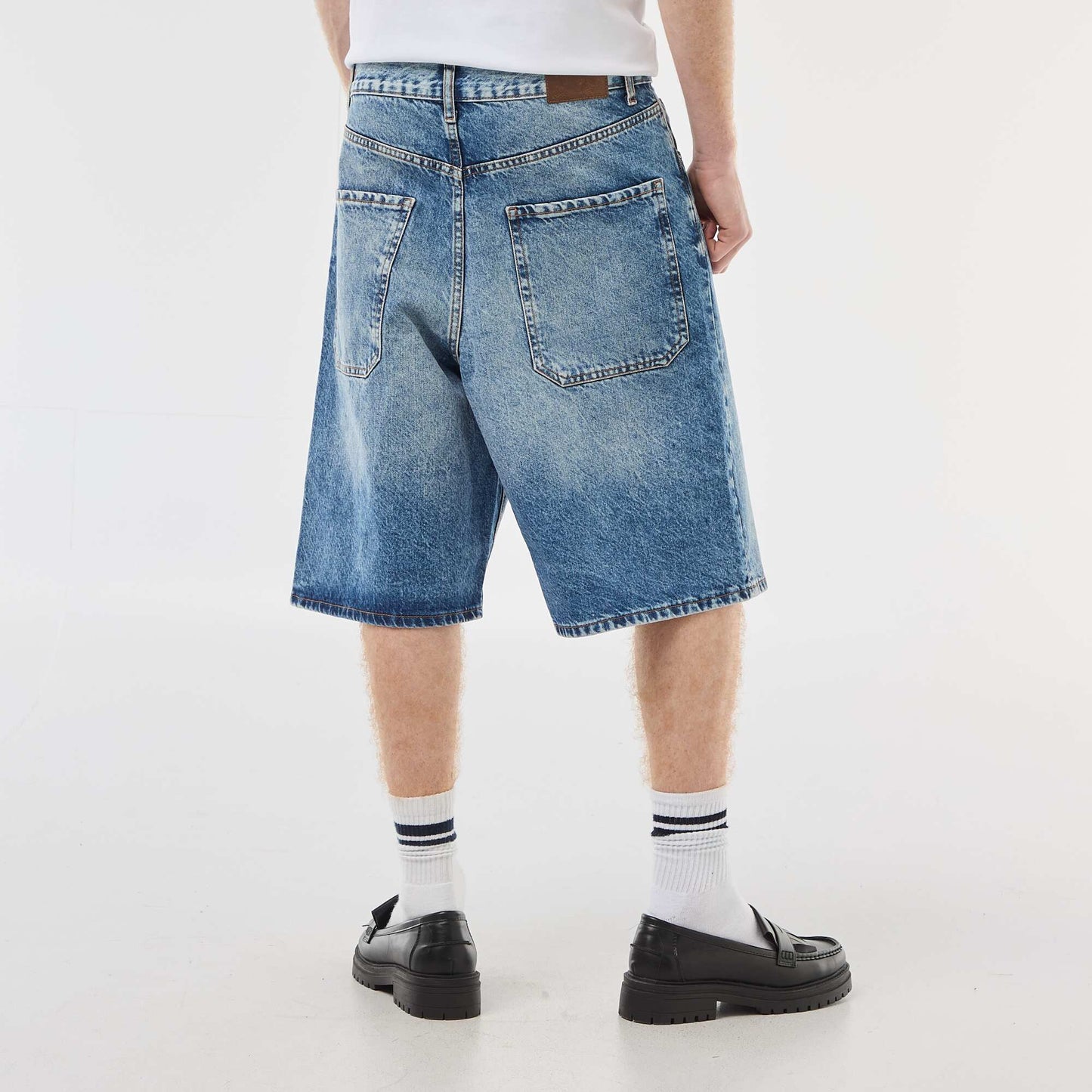 Baggy Denim Bermuda Shorts in Cotton BLUE