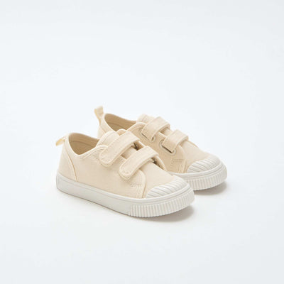 Low-top canvas trainers with hook-and-loop straps BEIGE