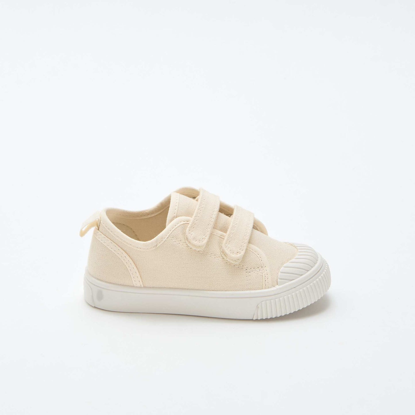 Low-top canvas trainers with hook-and-loop straps BEIGE
