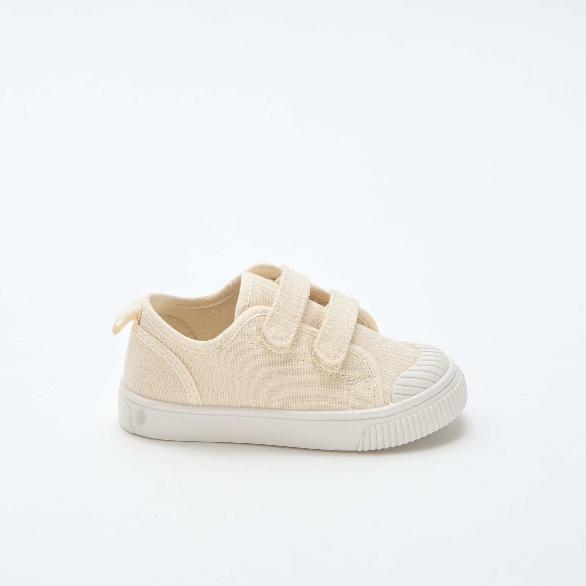 Low-top canvas trainers with hook-and-loop straps BEIGE