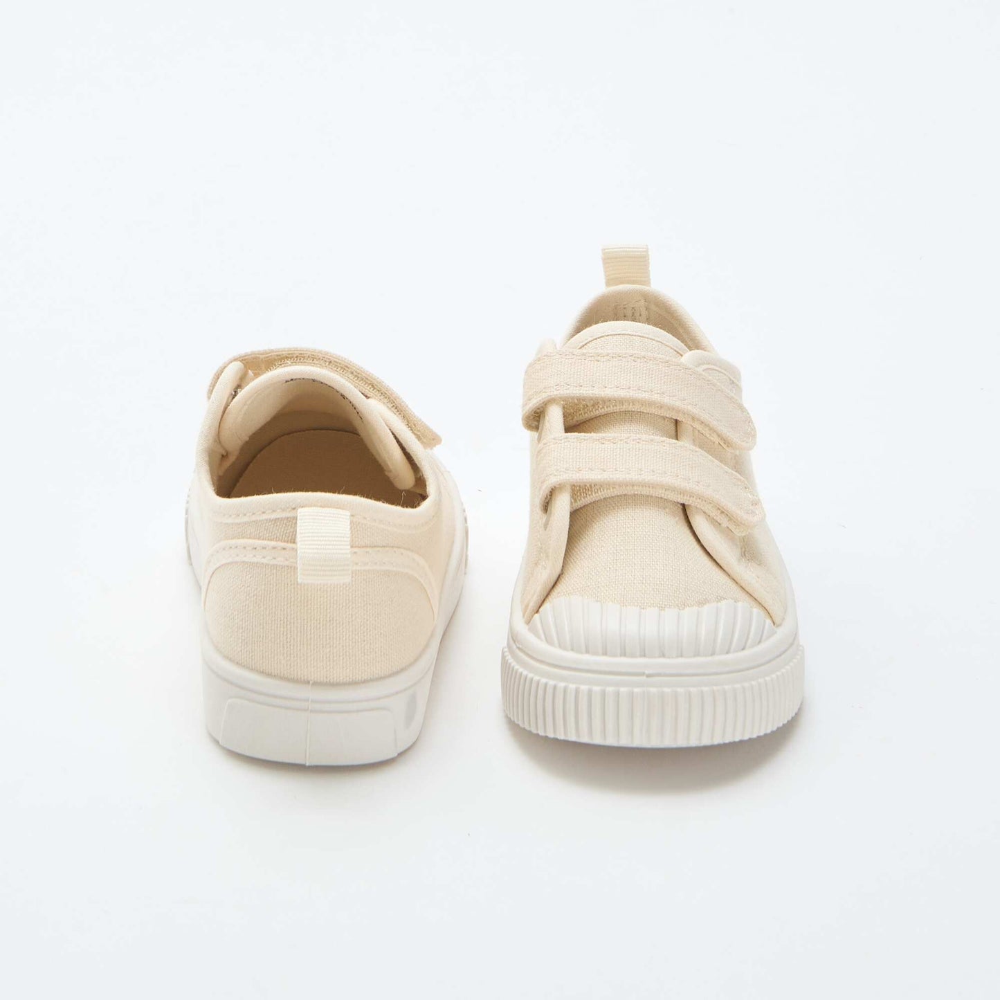 Low-top canvas trainers with hook-and-loop straps BEIGE