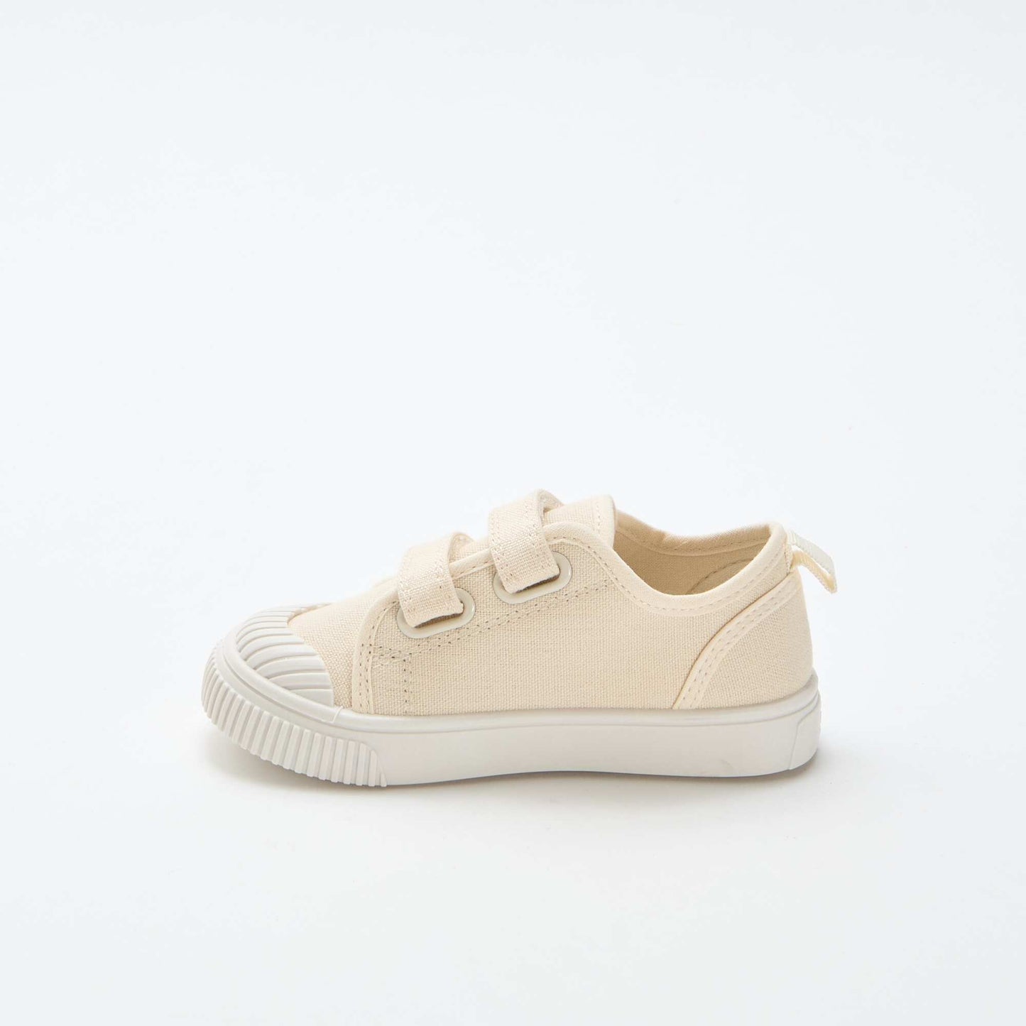 Low-top canvas trainers with hook-and-loop straps BEIGE