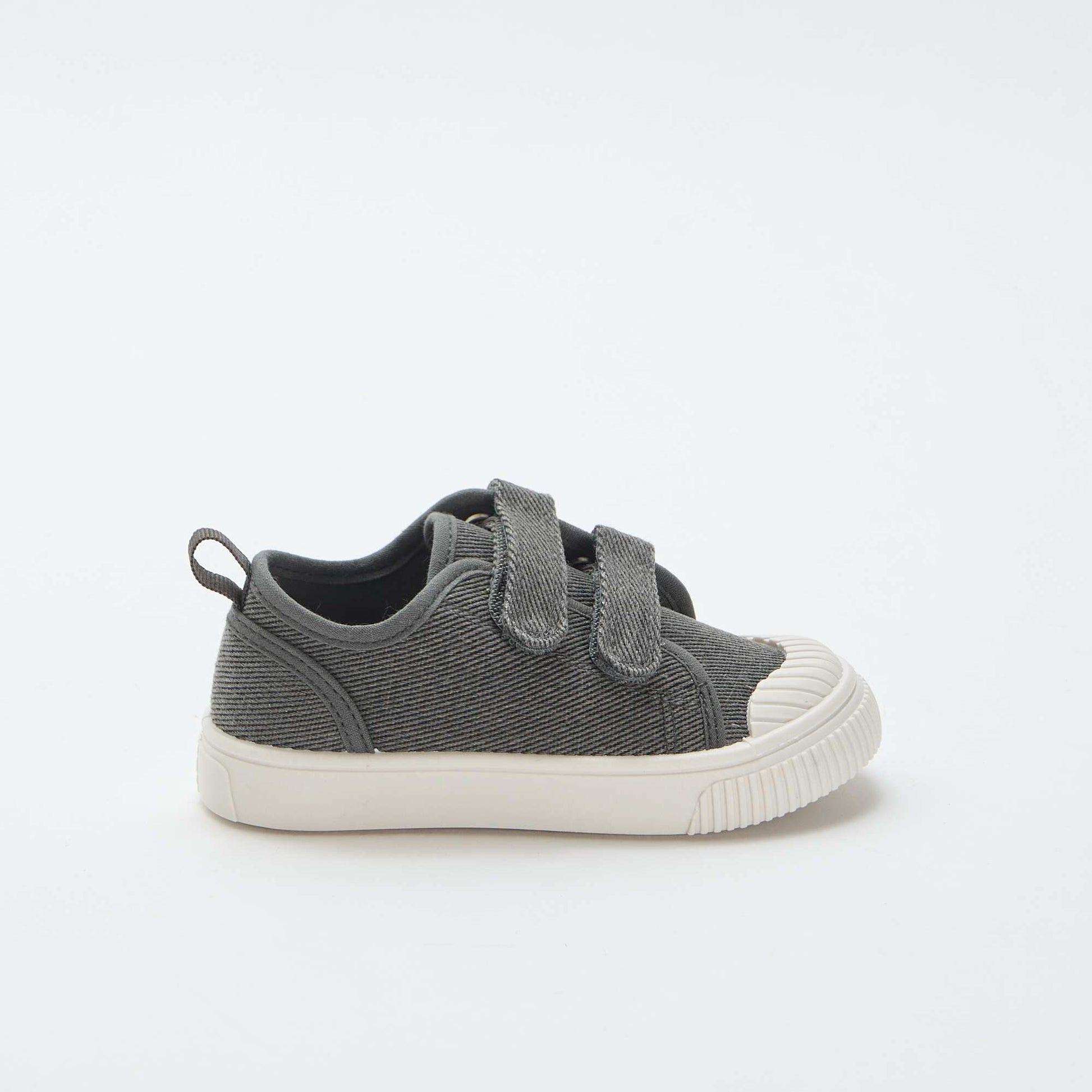 Low-top canvas trainers with hook-and-loop straps GREY