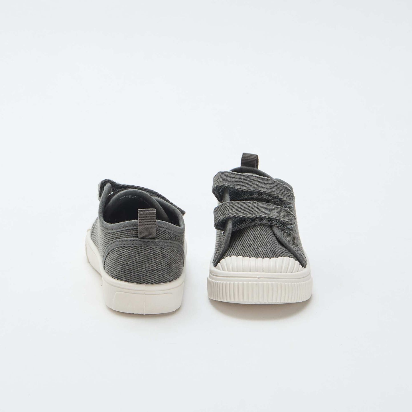 Low-top canvas trainers with hook-and-loop straps GREY