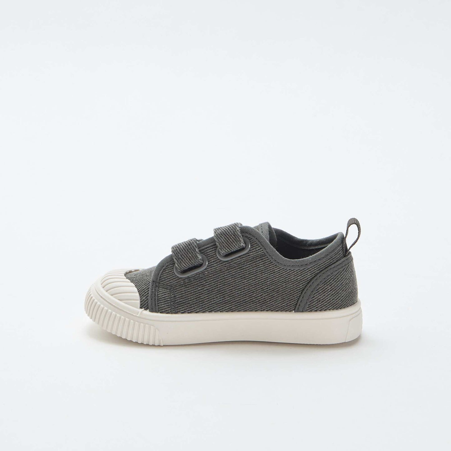 Low-top canvas trainers with hook-and-loop straps GREY