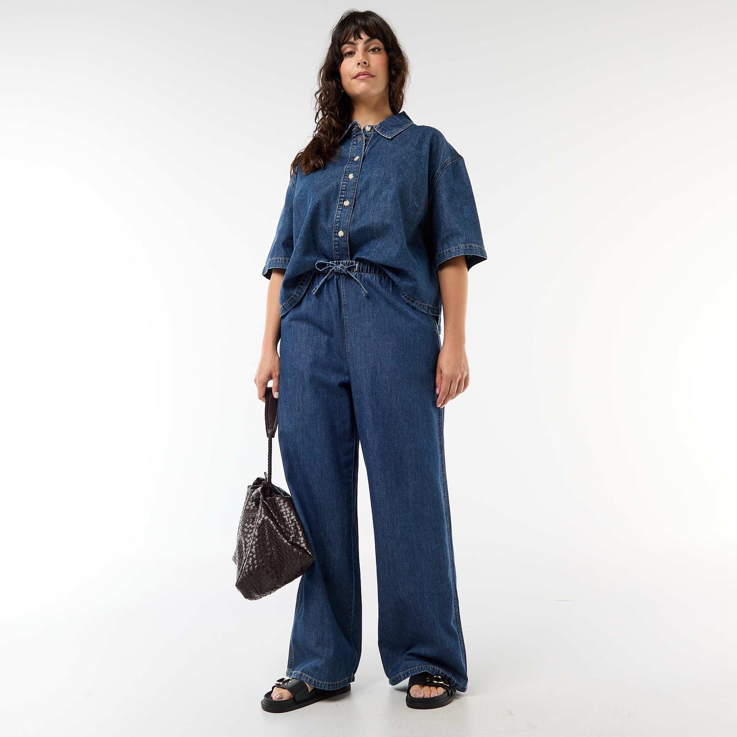 Wide-Leg Trousers with 2 Pockets BLUE