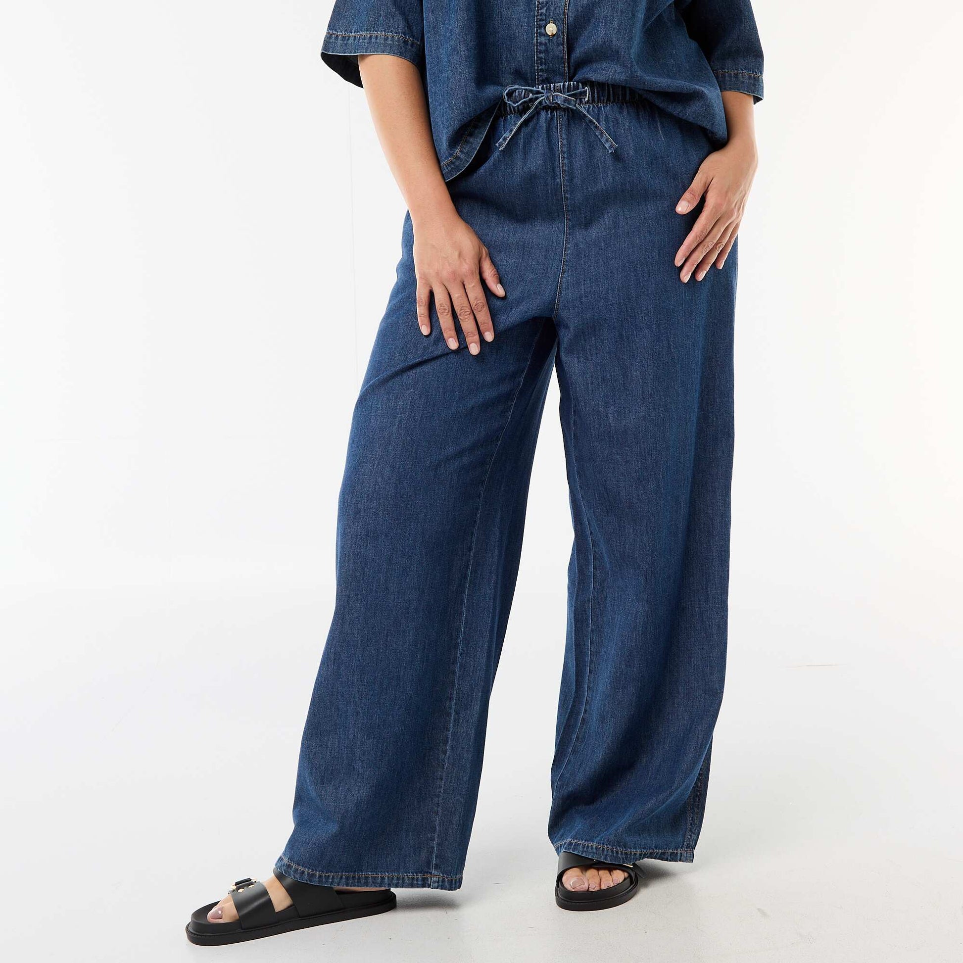 Wide-Leg Trousers with 2 Pockets BLUE