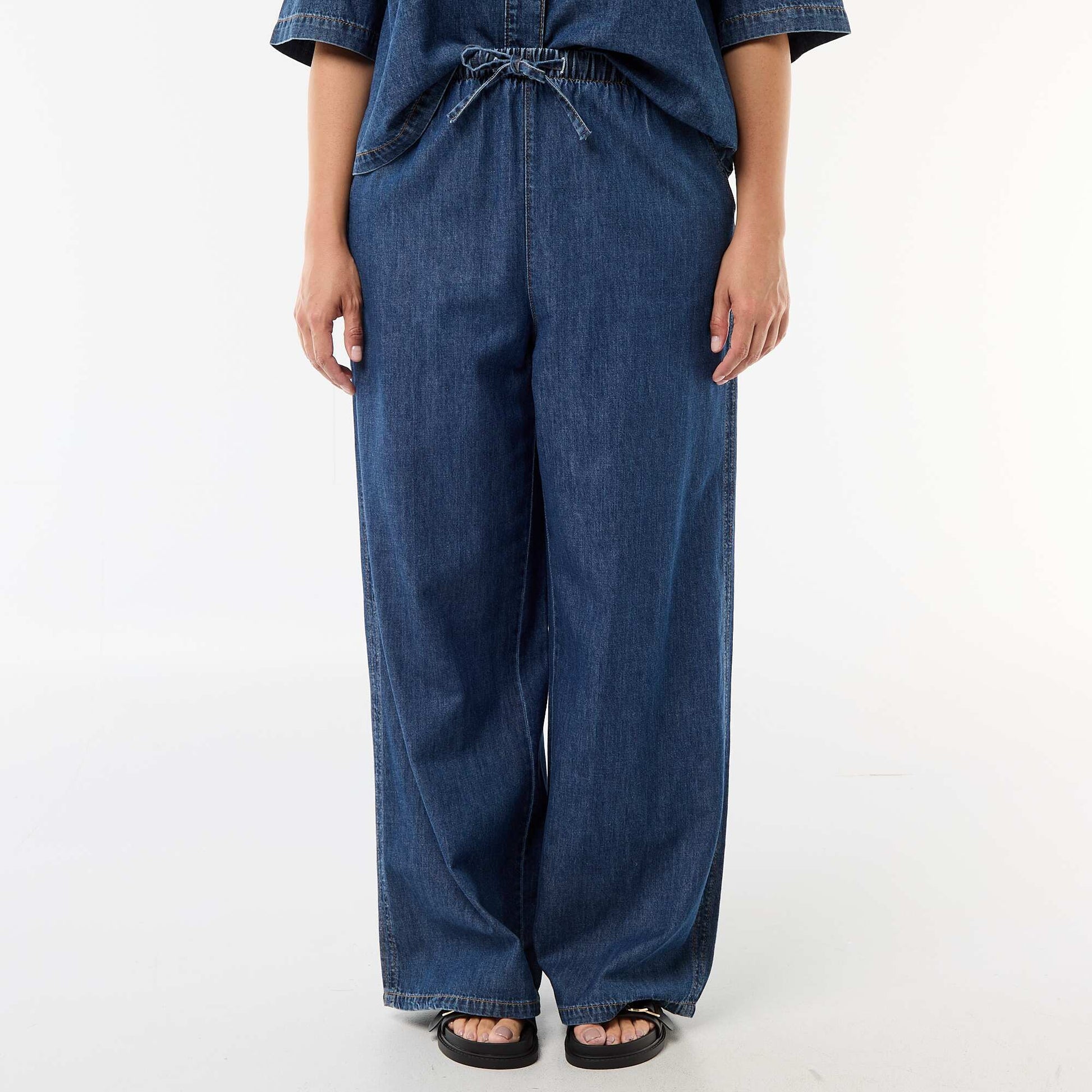 Wide-Leg Trousers with 2 Pockets BLUE