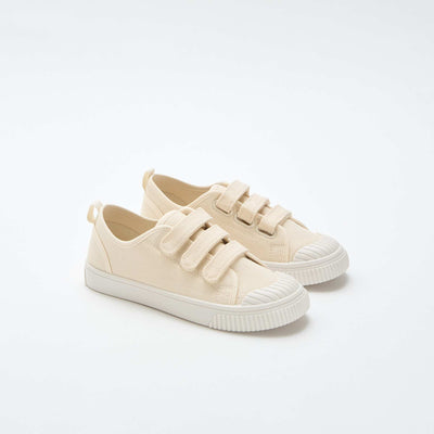 Low-top canvas trainers with hook-and-loop straps BEIGE