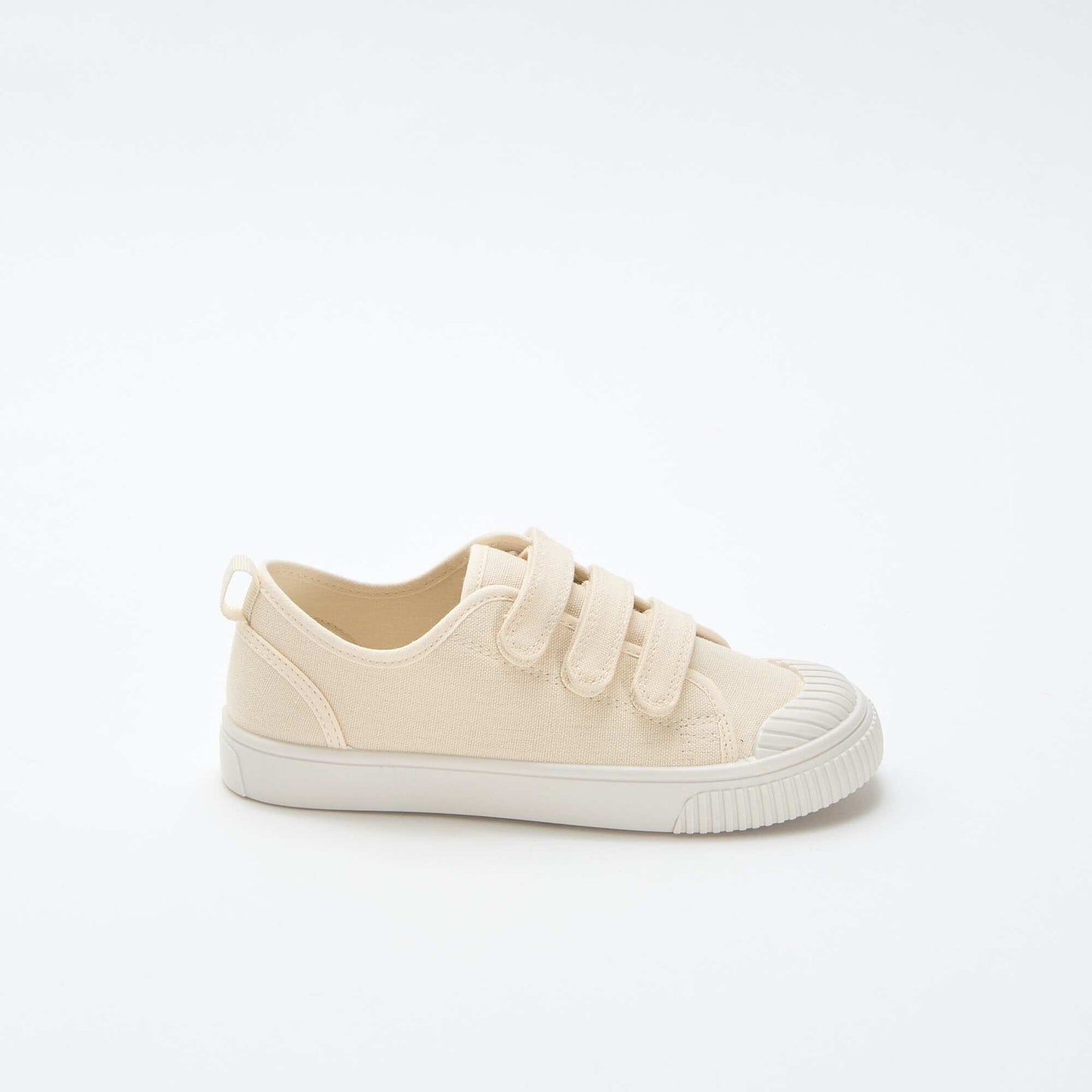 Low-top canvas trainers with hook-and-loop straps BEIGE