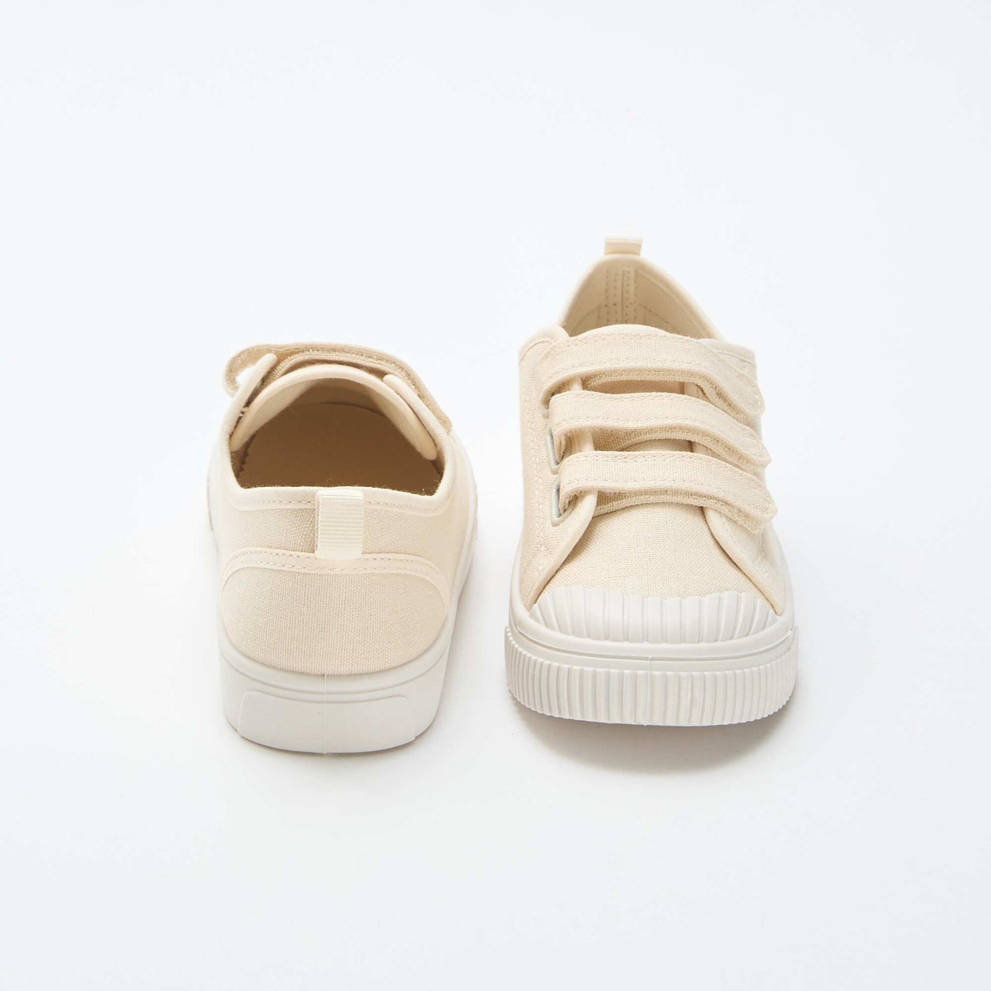 Low-top canvas trainers with hook-and-loop straps BEIGE