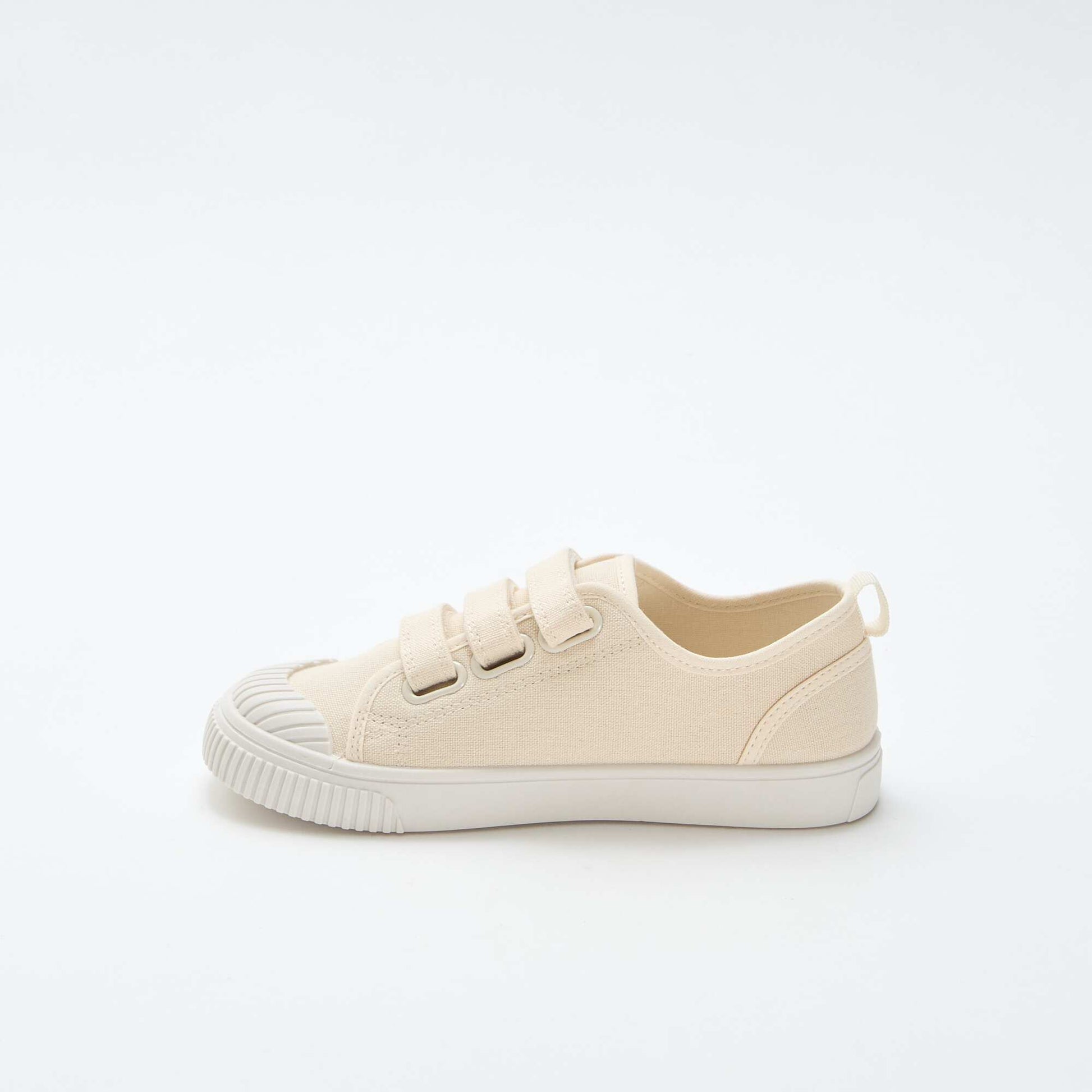 Low-top canvas trainers with hook-and-loop straps BEIGE