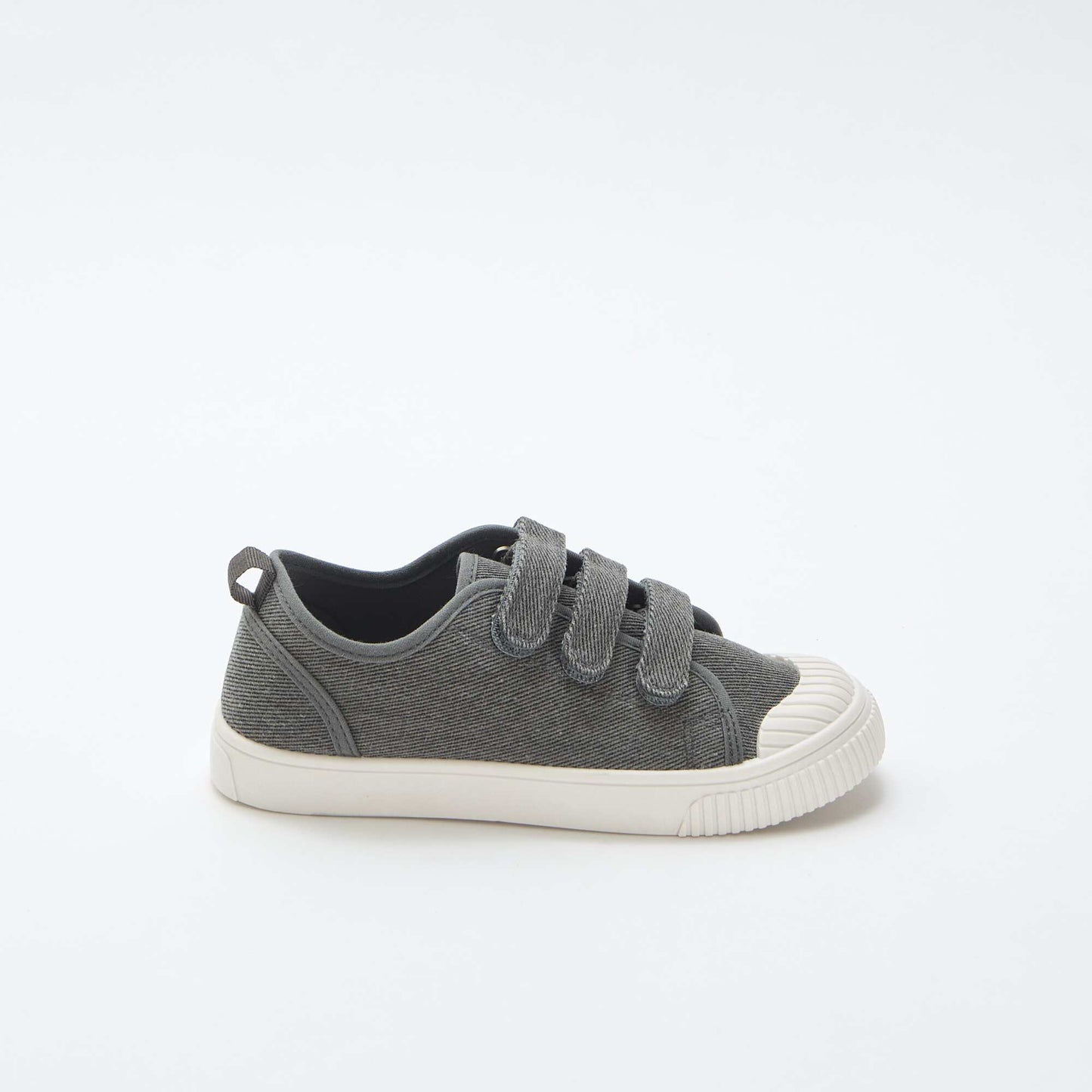 Low-top canvas trainers with hook-and-loop straps GREY
