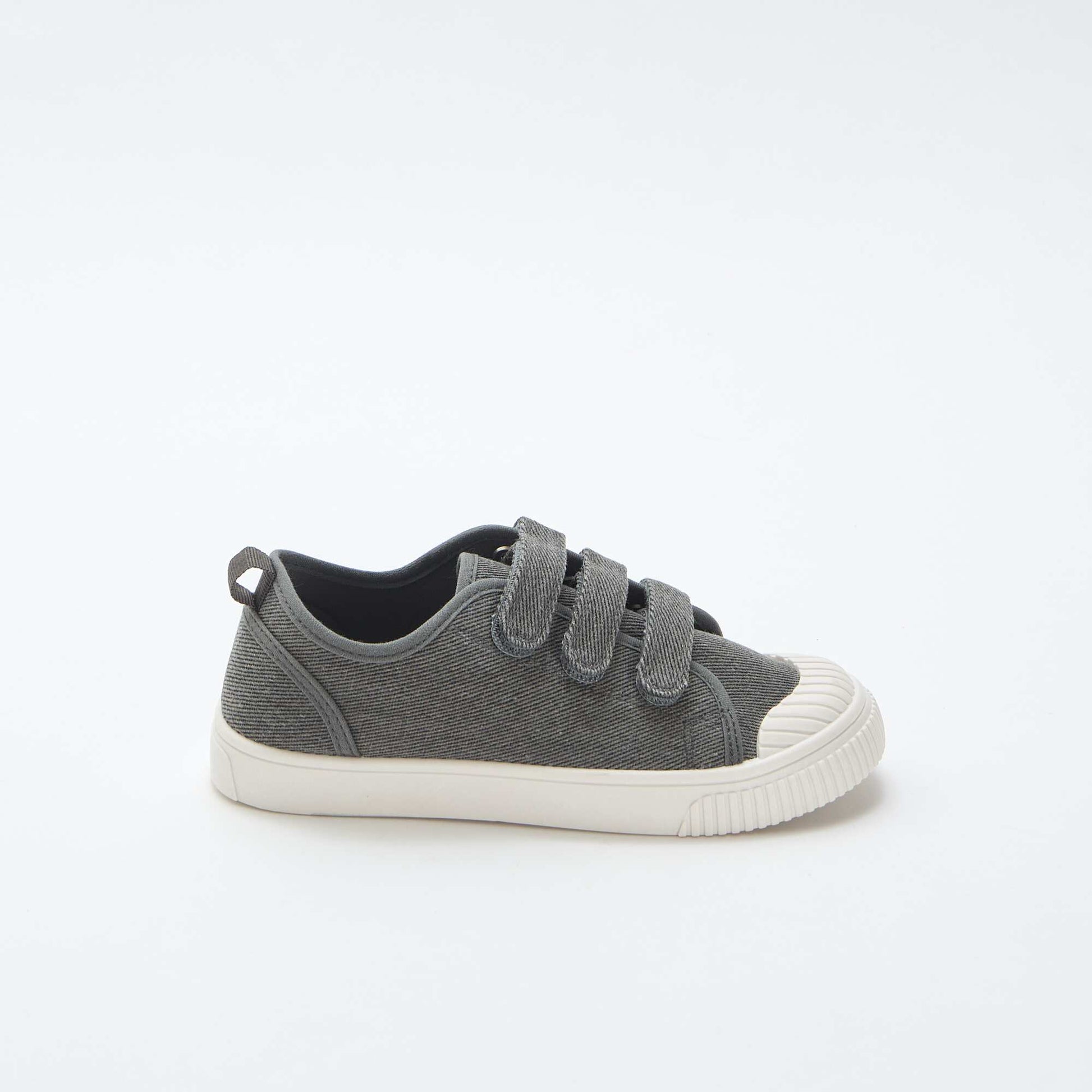 Low-top canvas trainers with hook-and-loop straps GREY