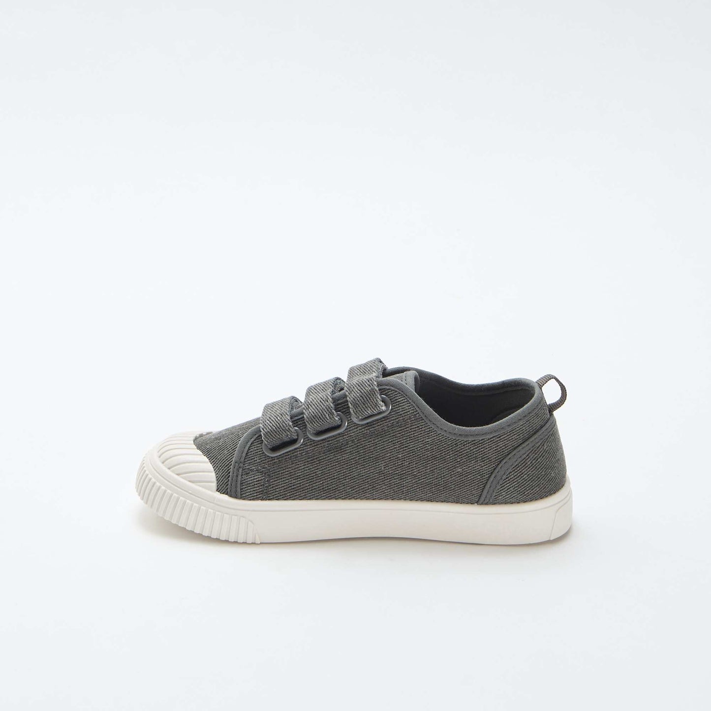 Low-top canvas trainers with hook-and-loop straps GREY
