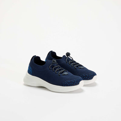 Mesh sports trainers with laces + stoppers BLUE