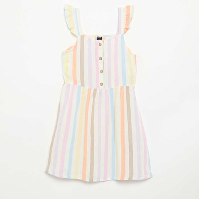 Ruffled strap dress WHITE
